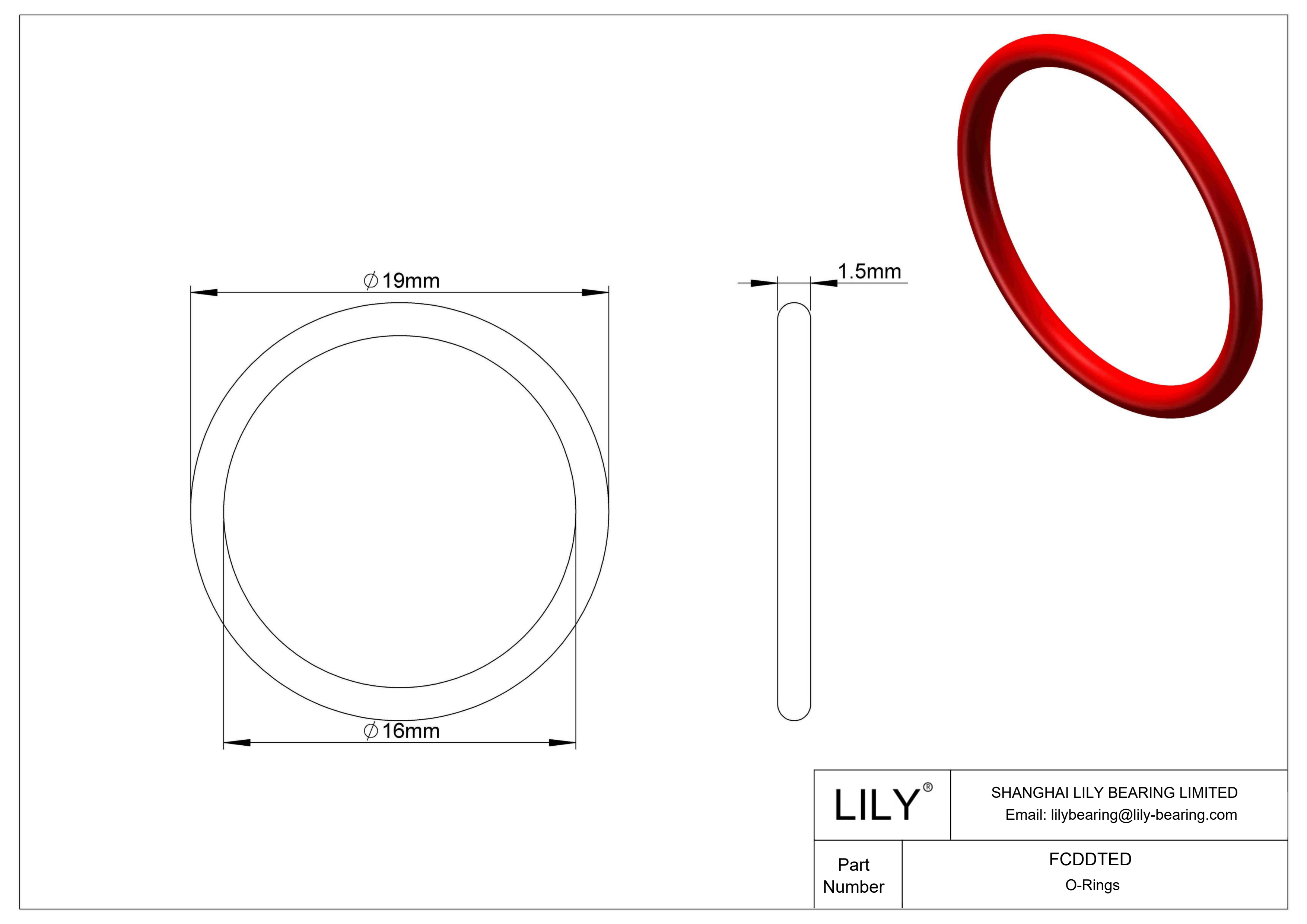 FCDDTED High Temperature O-Rings Round cad drawing