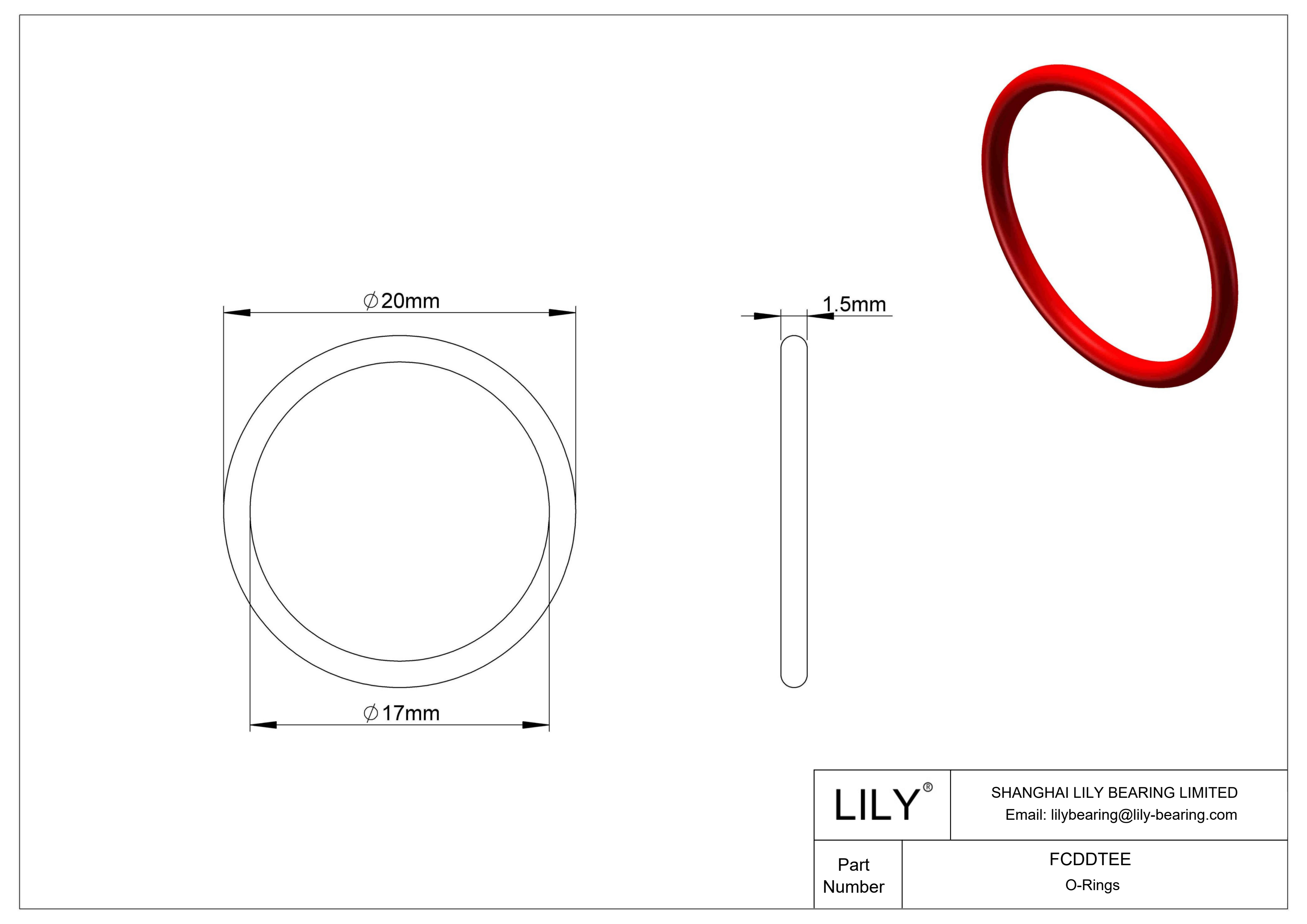 FCDDTEE High Temperature O-Rings Round cad drawing