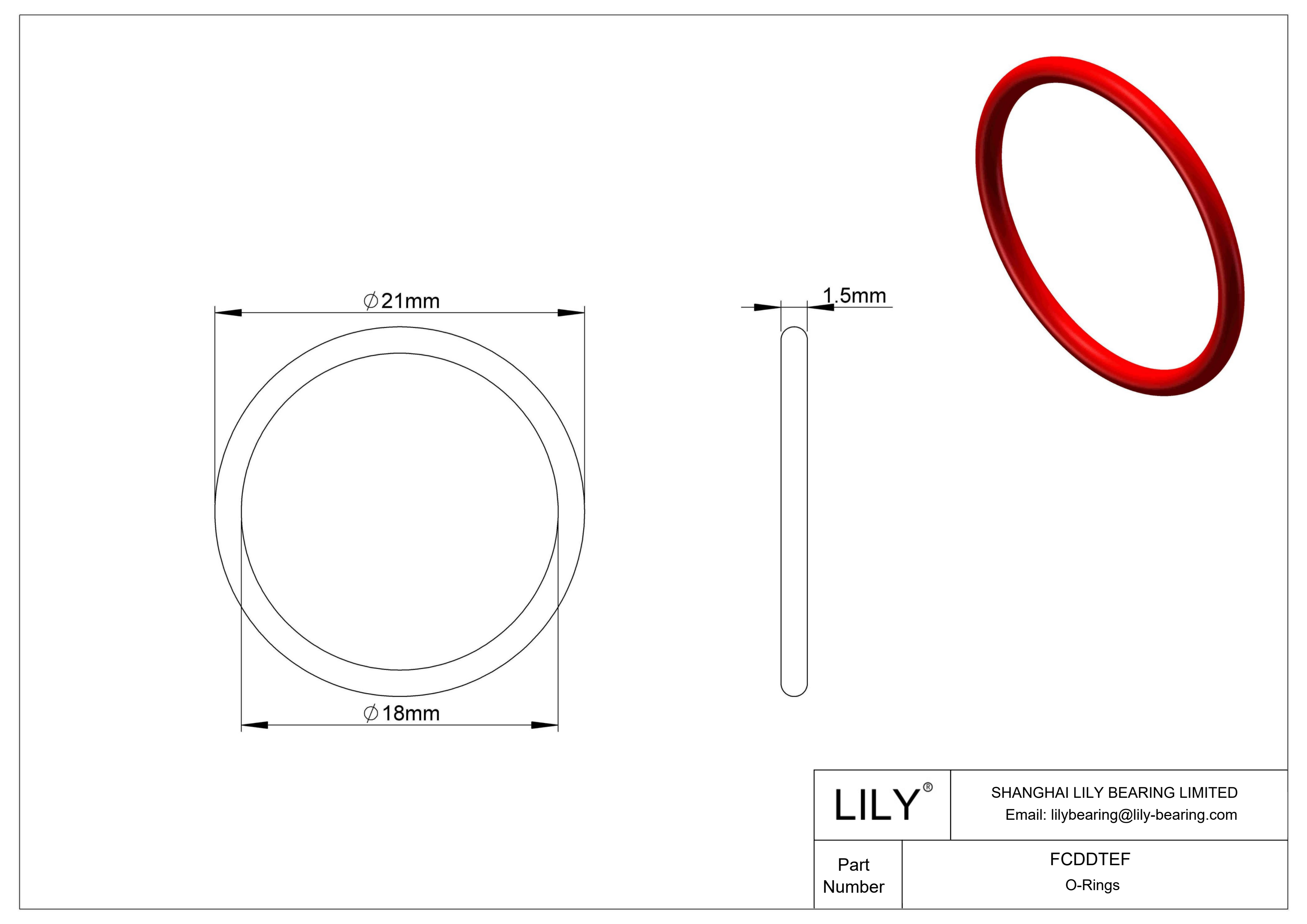 FCDDTEF High Temperature O-Rings Round cad drawing