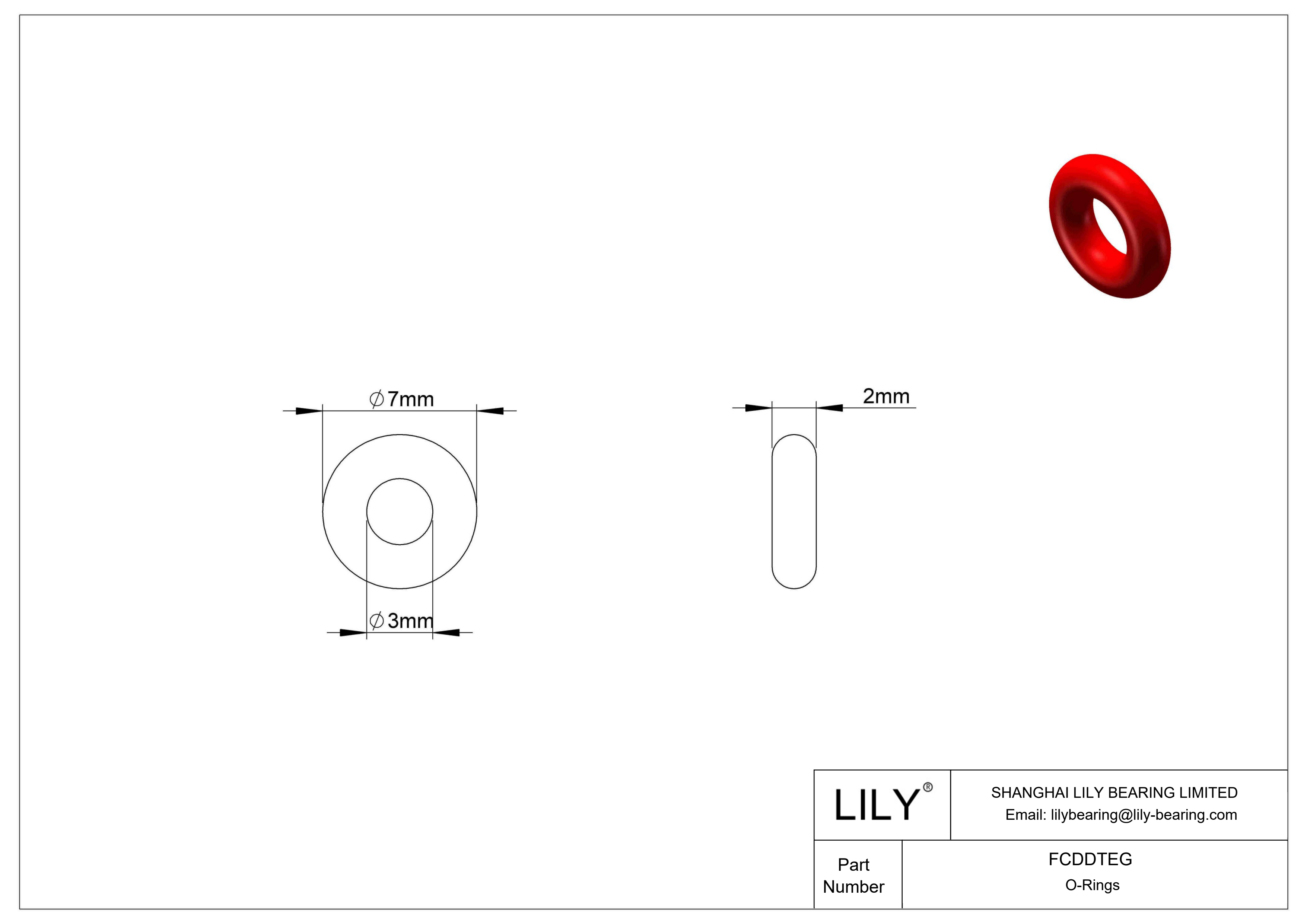 FCDDTEG High Temperature O-Rings Round cad drawing