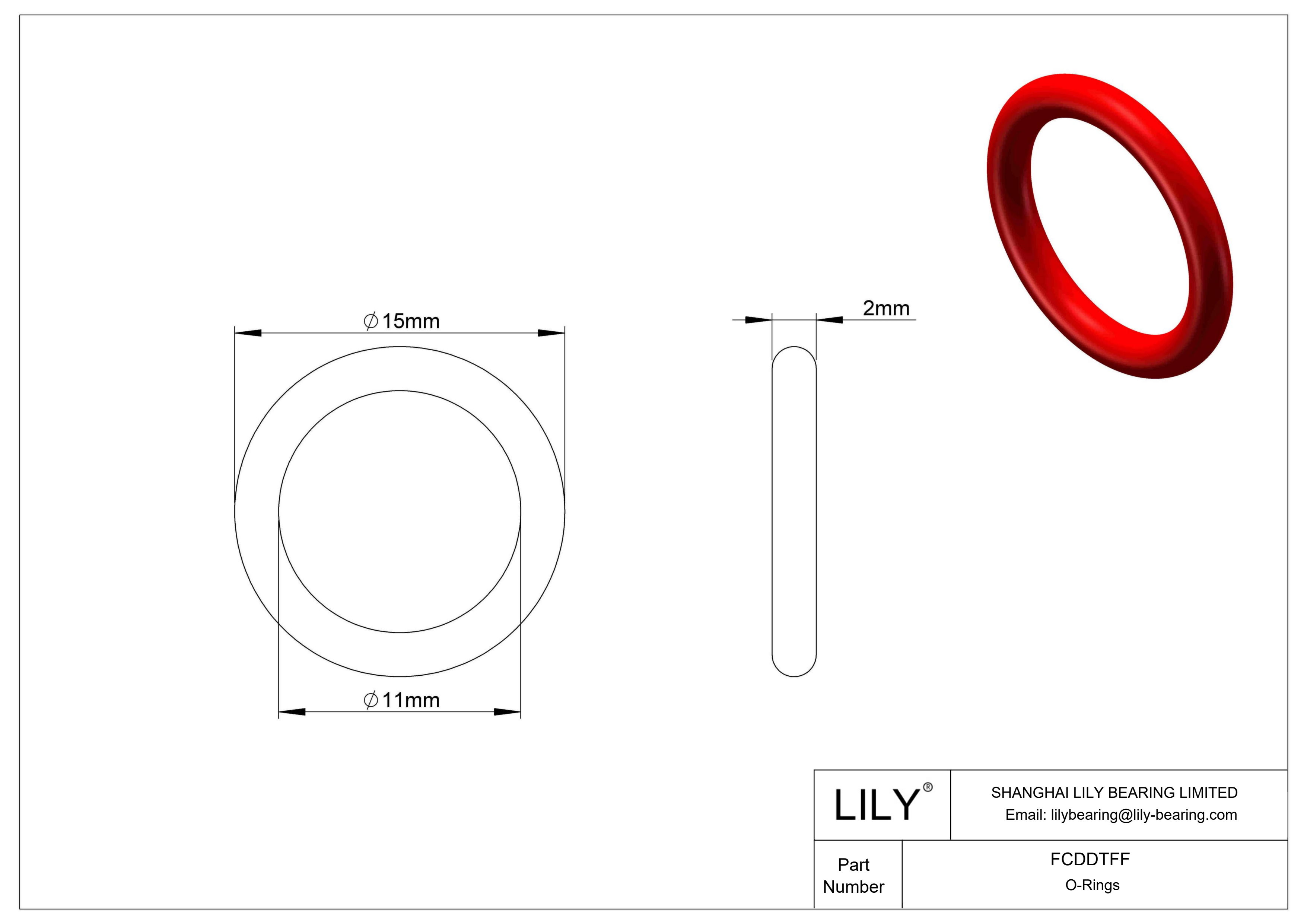 FCDDTFF High Temperature O-Rings Round cad drawing