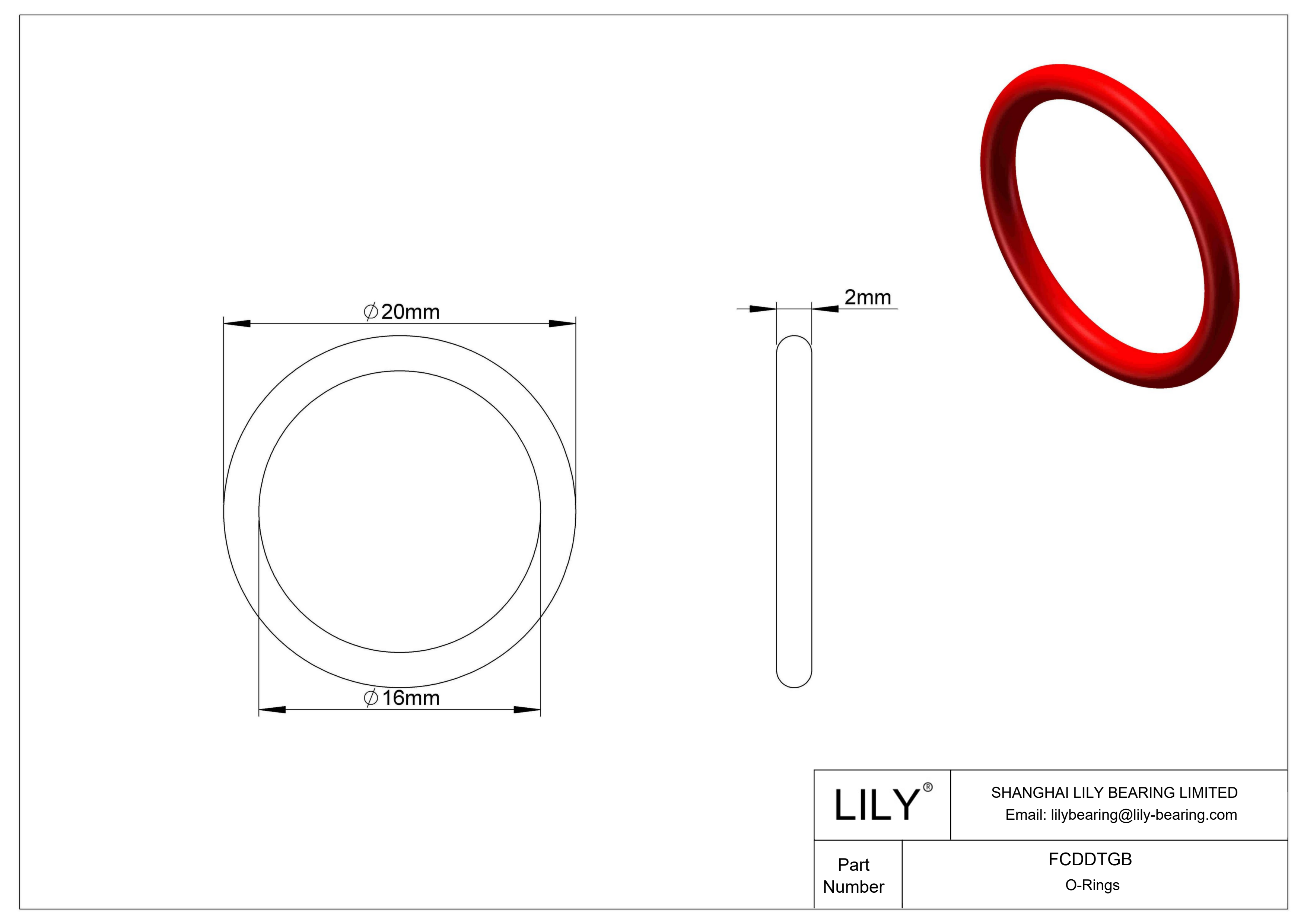 FCDDTGB High Temperature O-Rings Round cad drawing