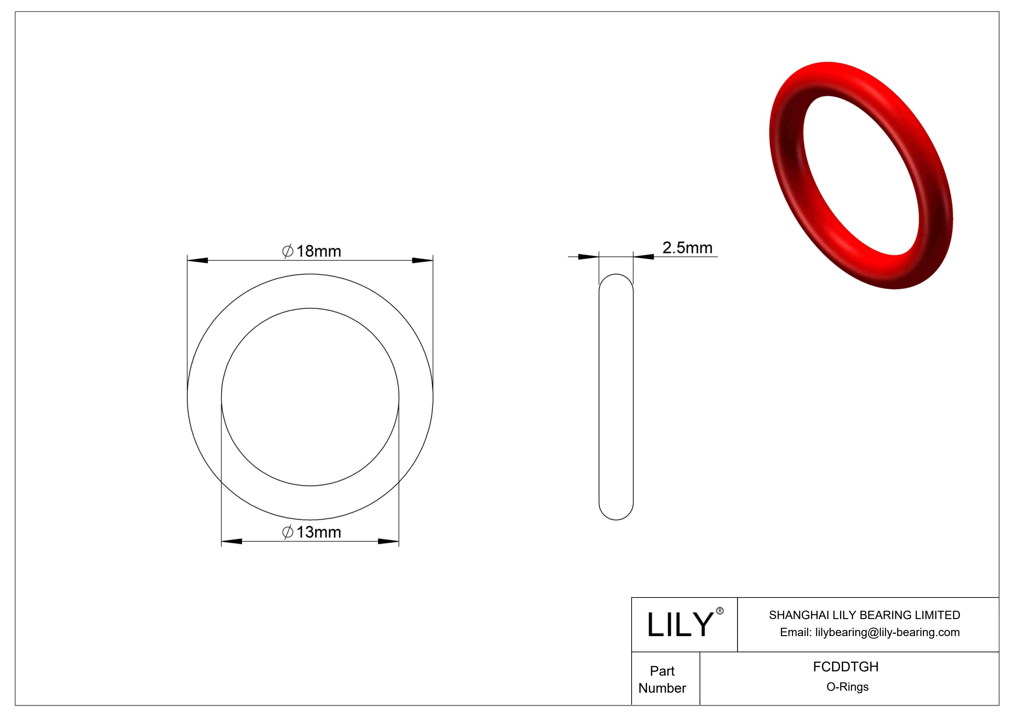 FCDDTGH High Temperature O-Rings Round cad drawing