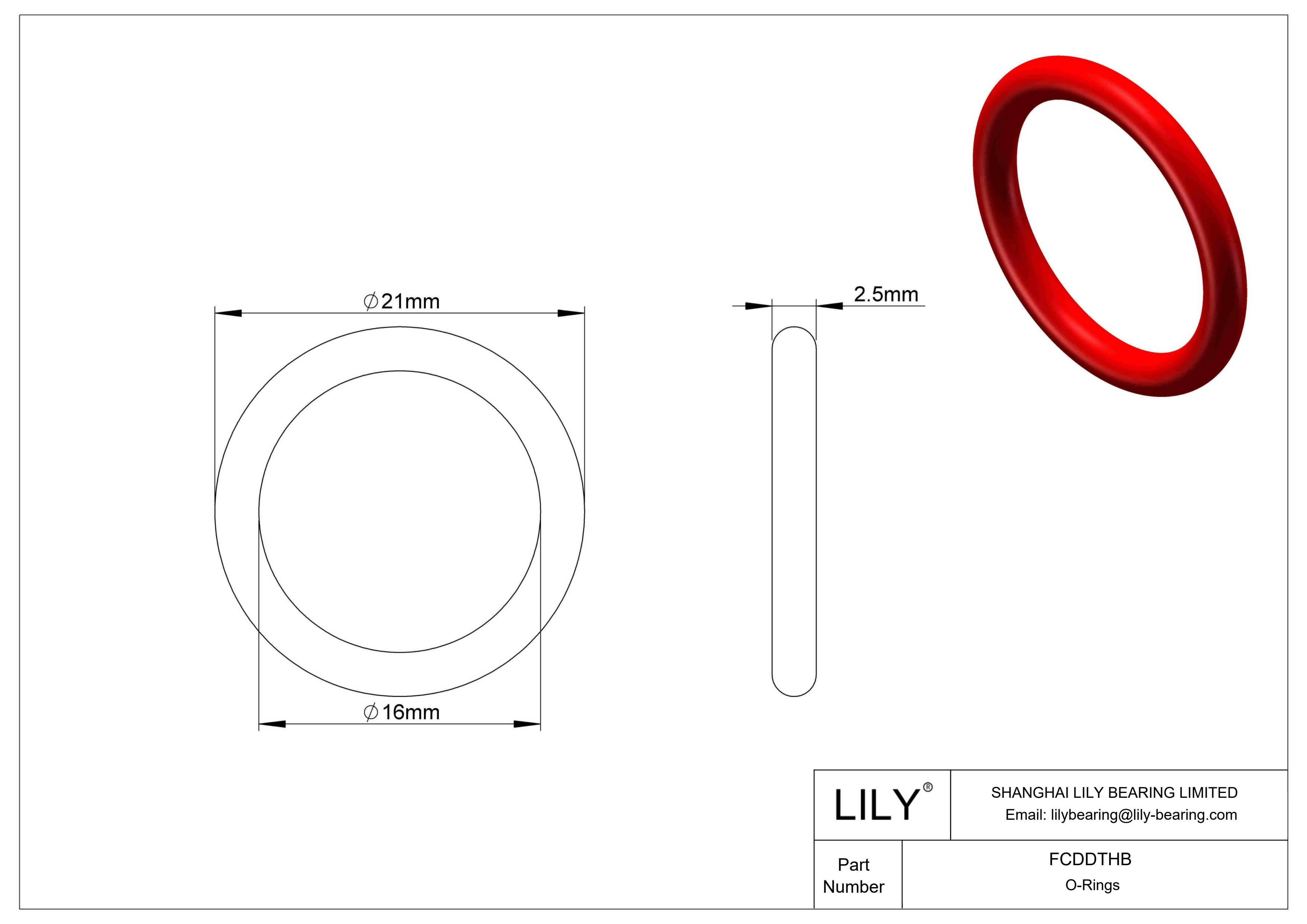 FCDDTHB High Temperature O-Rings Round cad drawing