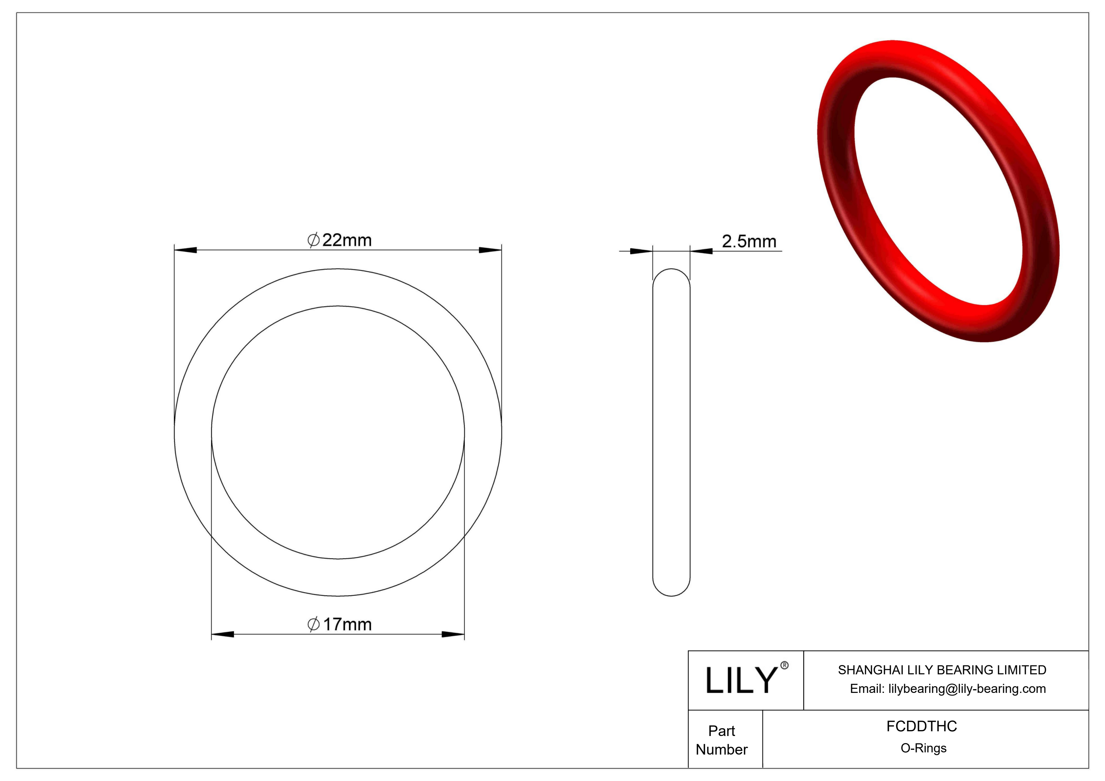 FCDDTHC High Temperature O-Rings Round cad drawing