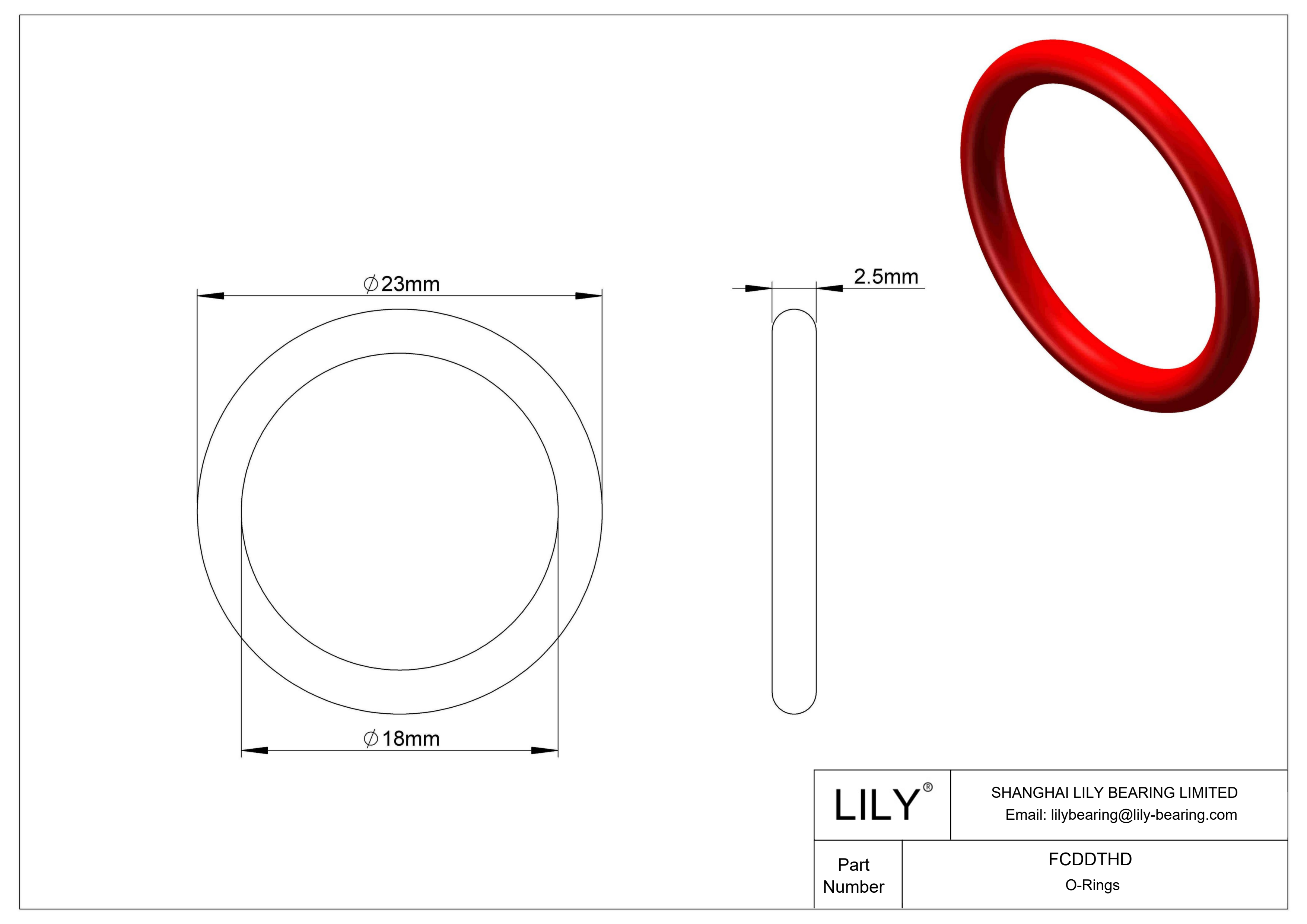 FCDDTHD High Temperature O-Rings Round cad drawing