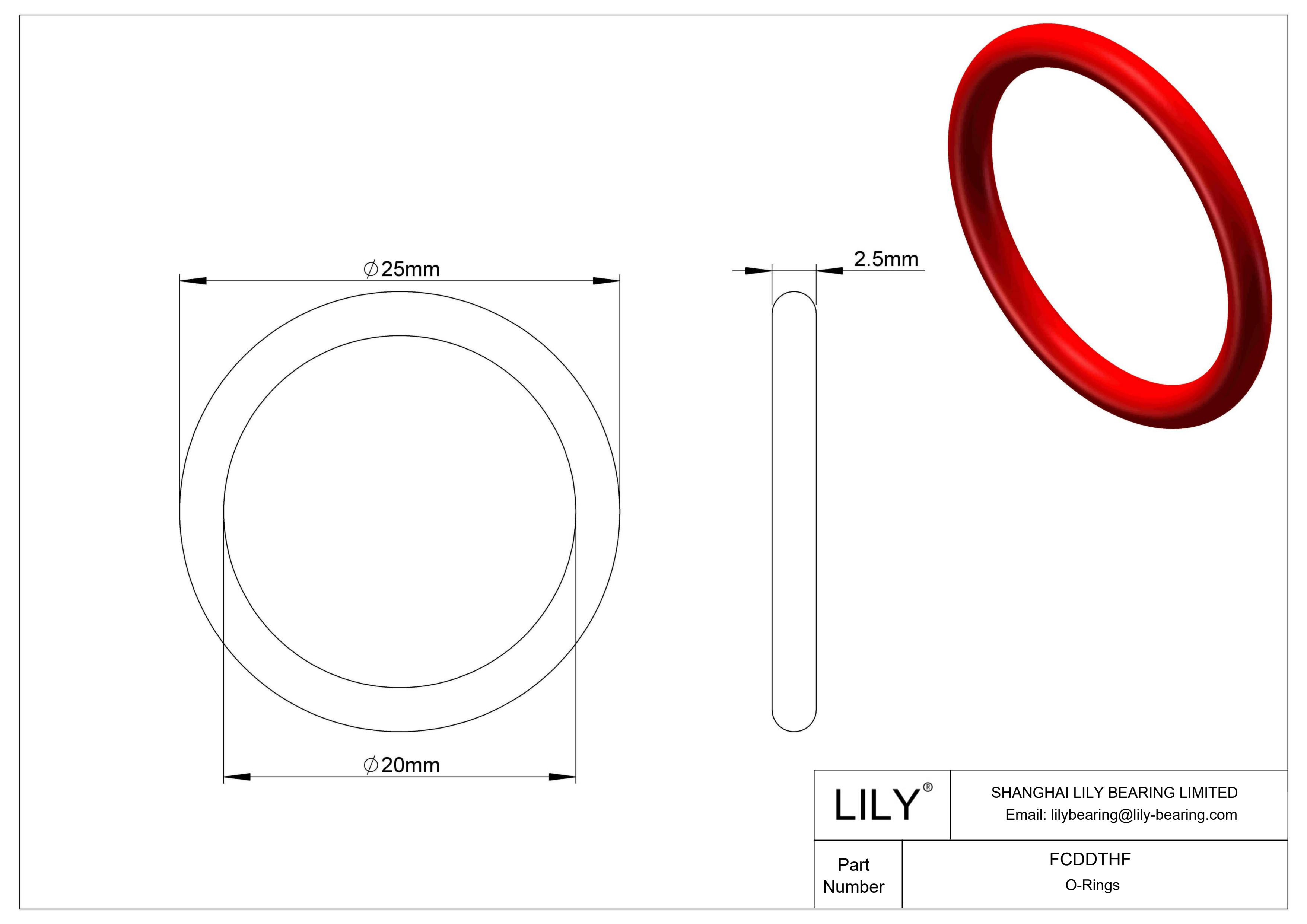 FCDDTHF High Temperature O-Rings Round cad drawing