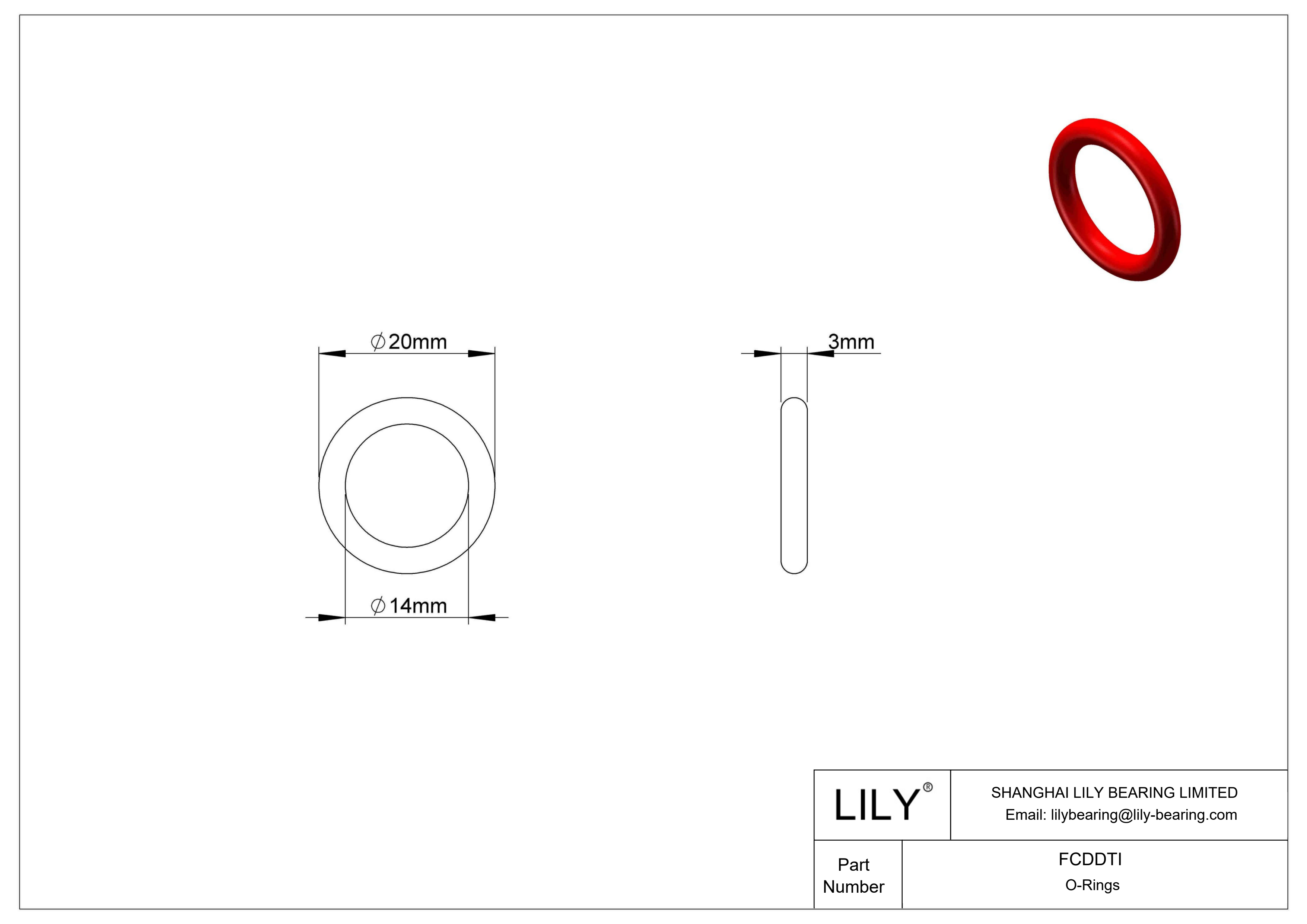 FCDDTI High Temperature O-Rings Round cad drawing