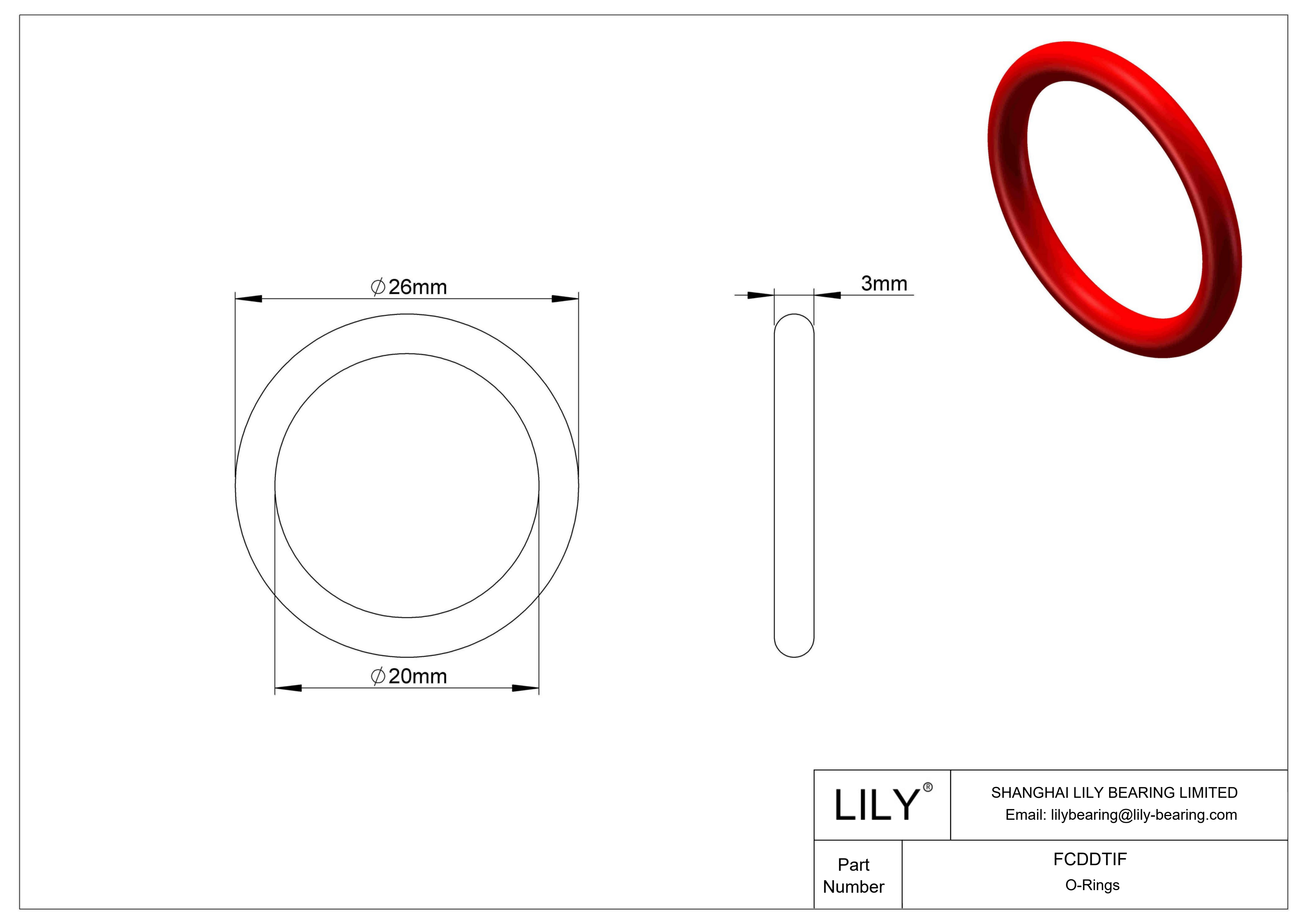 FCDDTIF High Temperature O-Rings Round cad drawing