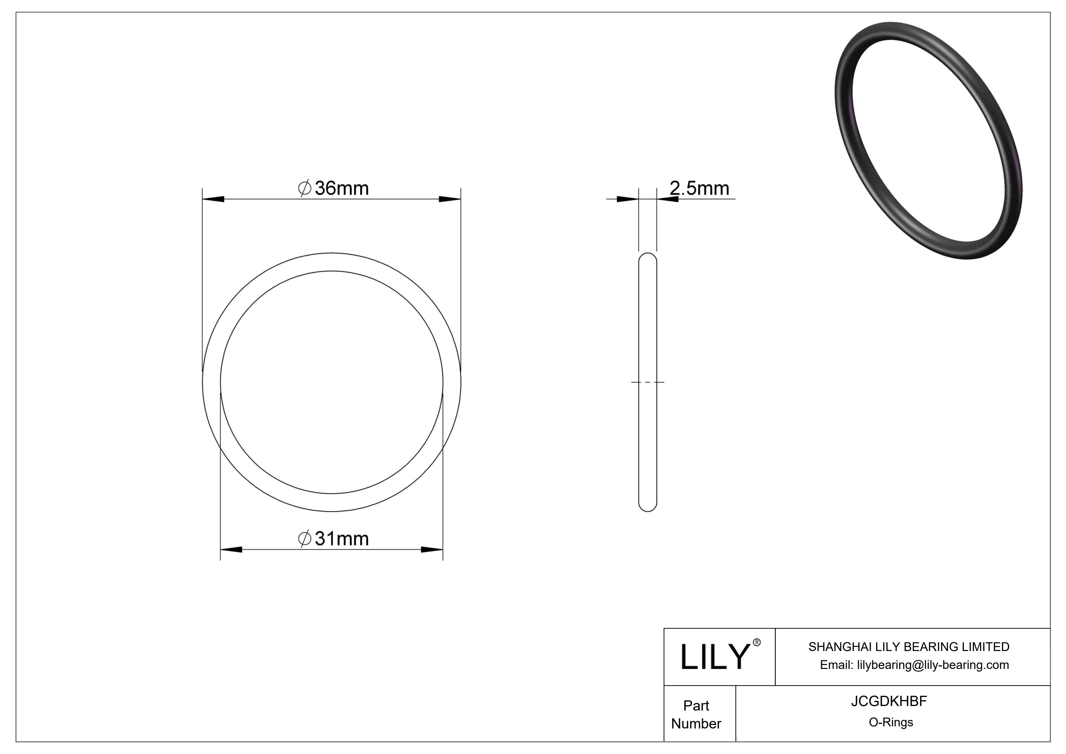 JCGDKHBF Chemical Resistant O-rings Round cad drawing