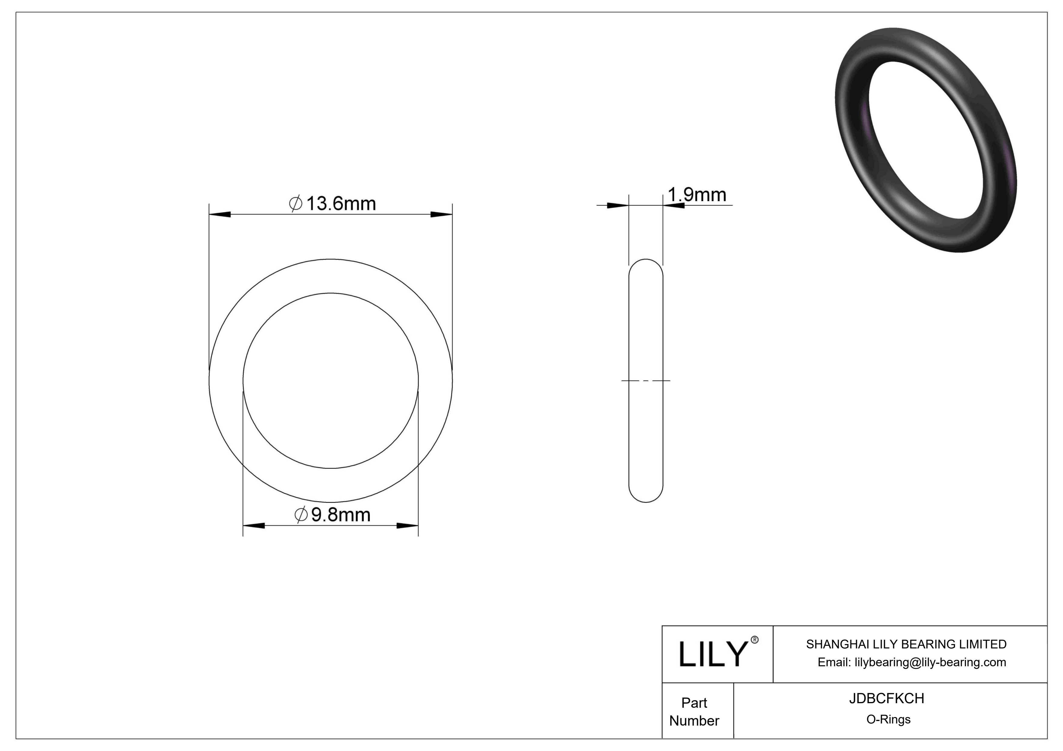 JDBCFKCH Juntas tóricas redondas resistentes al aceite cad drawing