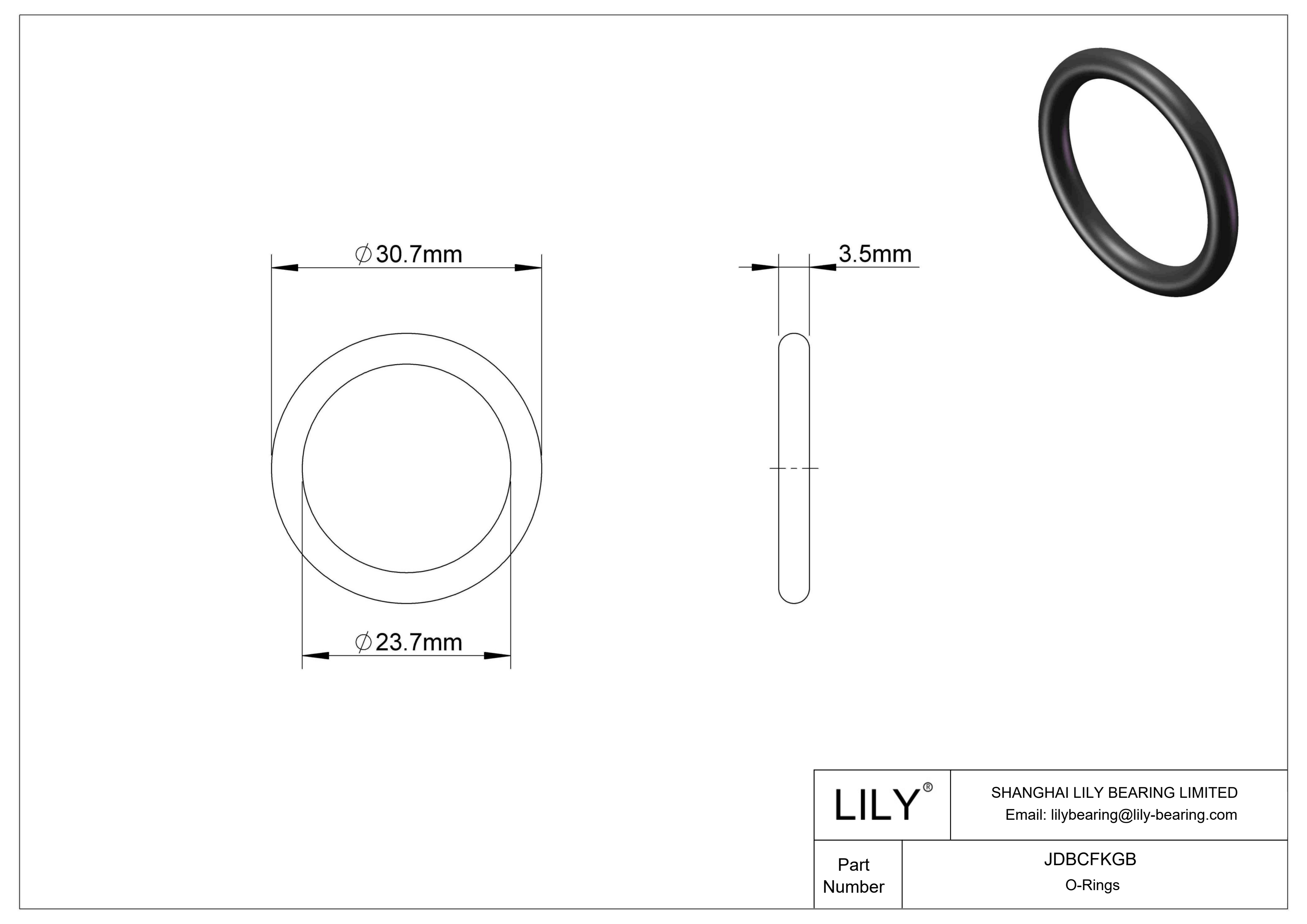 JDBCFKGB Oil Resistant O-Rings Round cad drawing