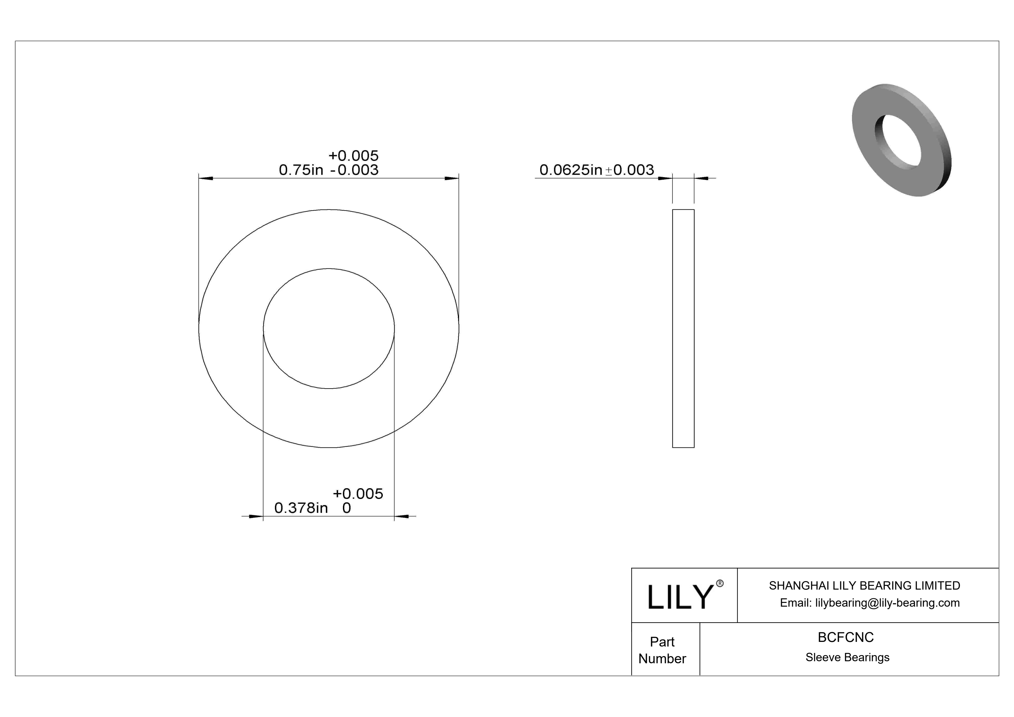 BCFCNC Rodamientos axiales de funcionamiento en seco resistentes a productos químicos cad drawing