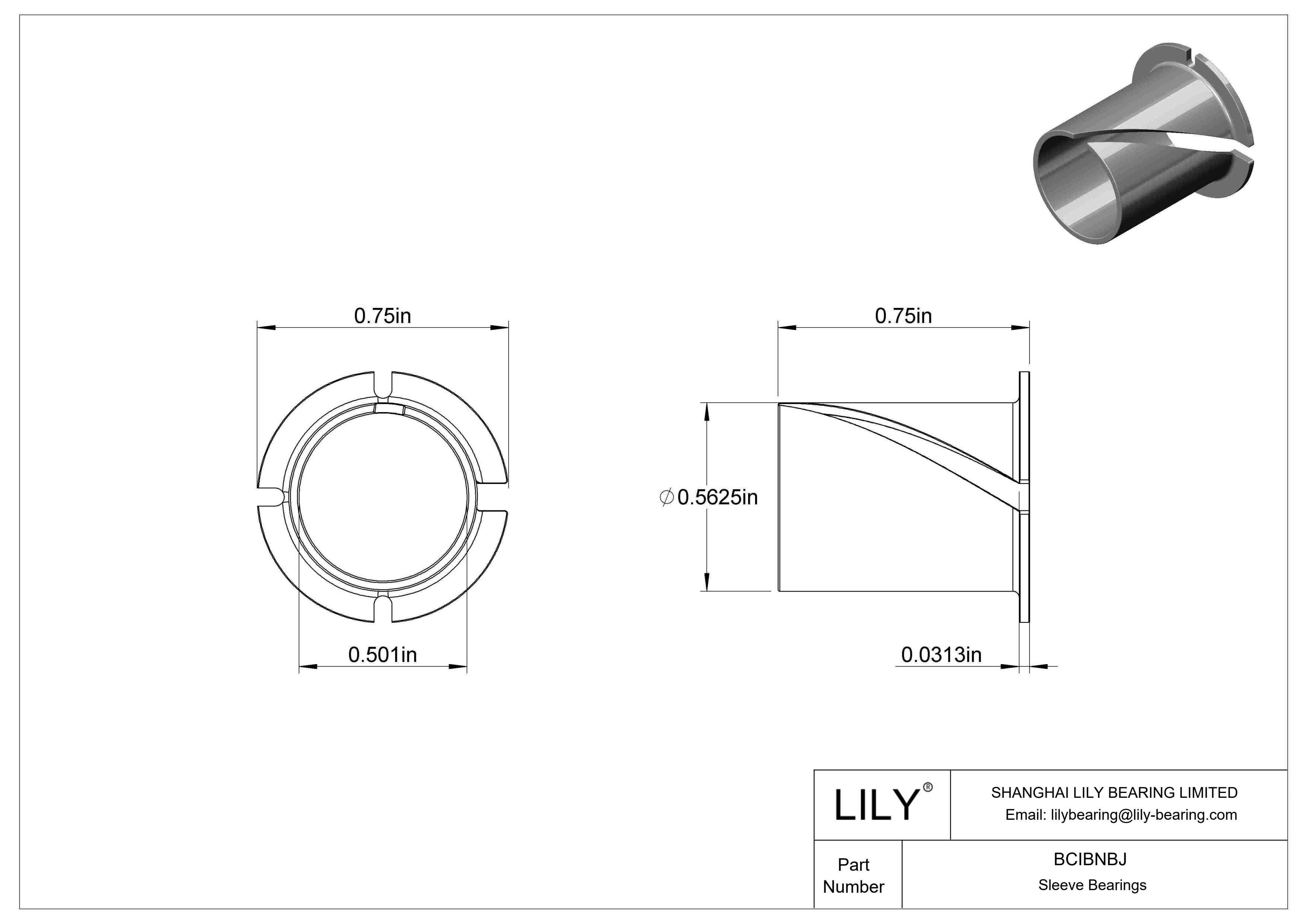 BCIBNBJ Casquillos de fricción con brida de funcionamiento en seco y fácil montaje cad drawing