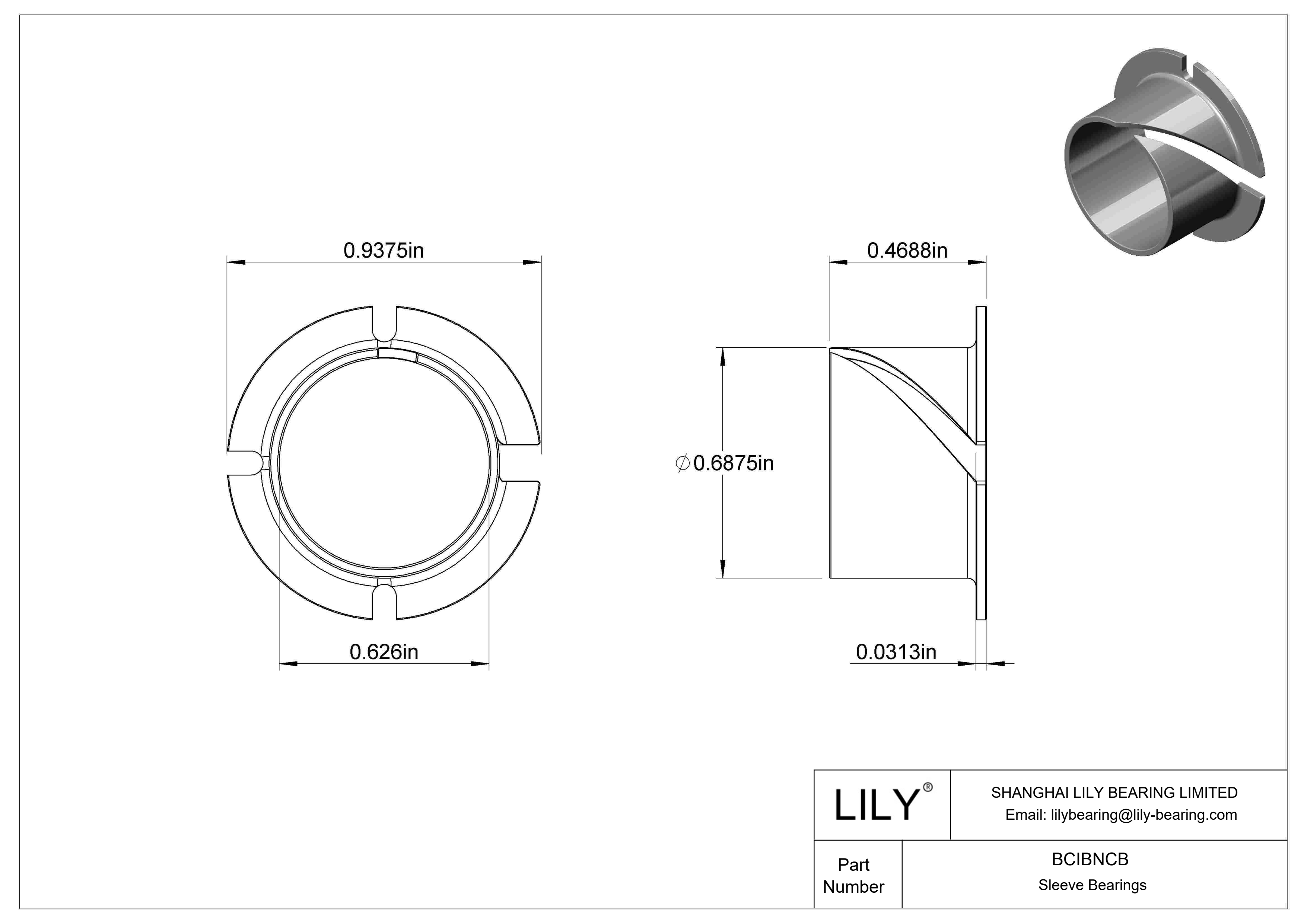 BCIBNCB Casquillos de fricción con brida de funcionamiento en seco y fácil montaje cad drawing