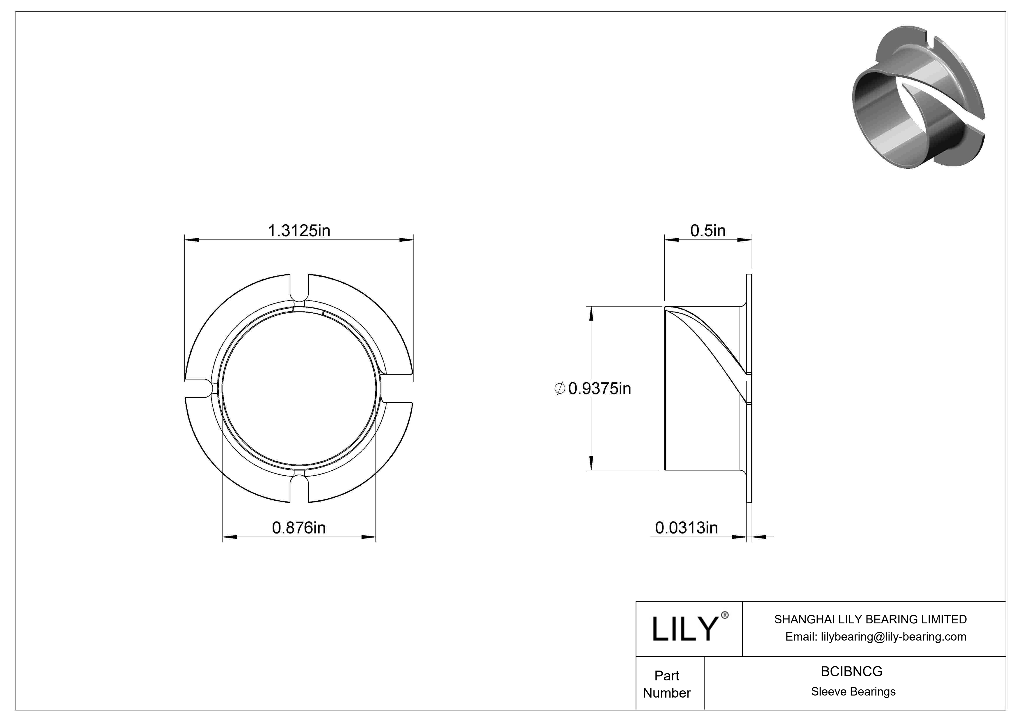 BCIBNCG Casquillos de fricción con brida de funcionamiento en seco y fácil montaje cad drawing