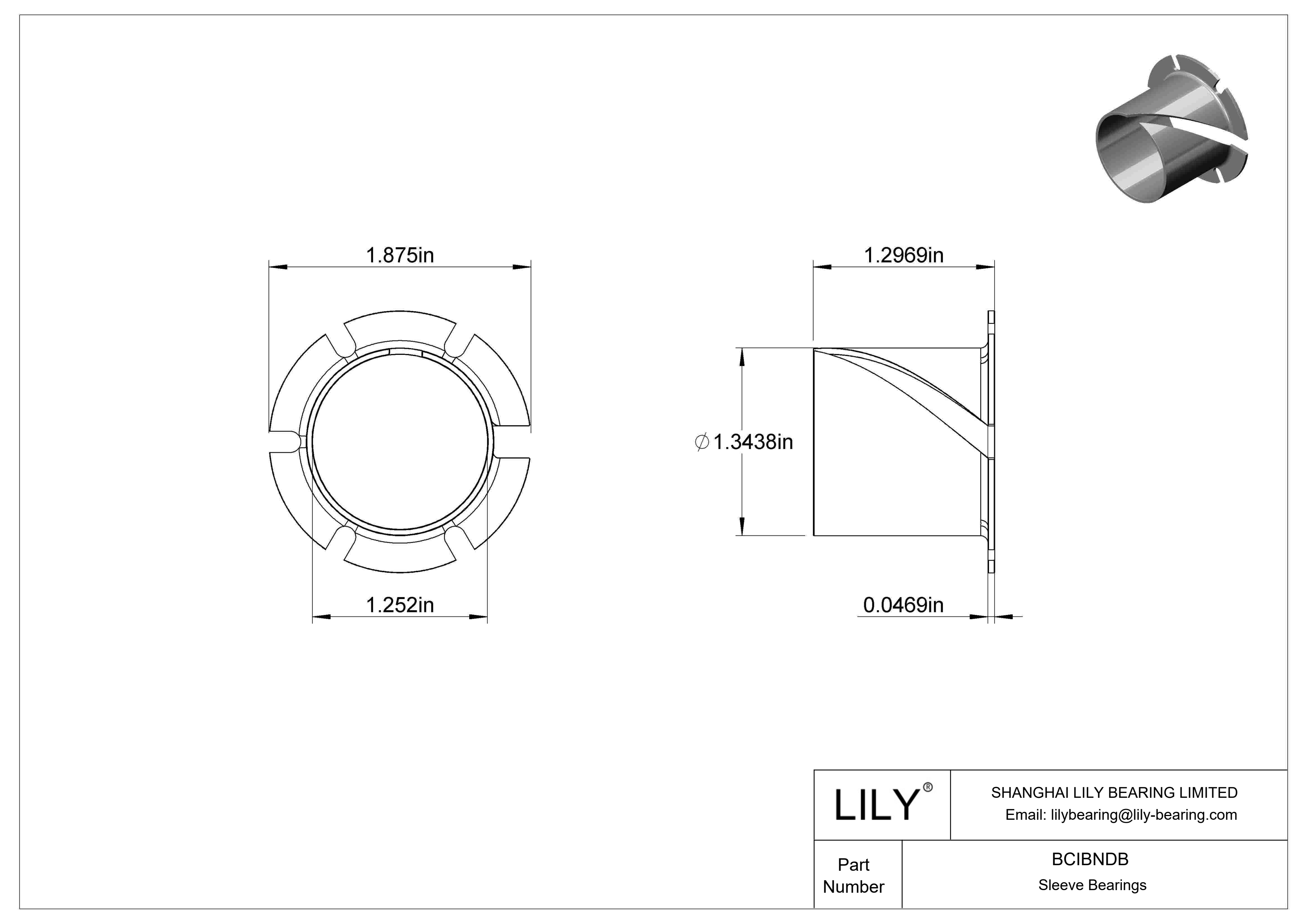 BCIBNDB 易于安装的干运行法兰滑动轴承 cad drawing