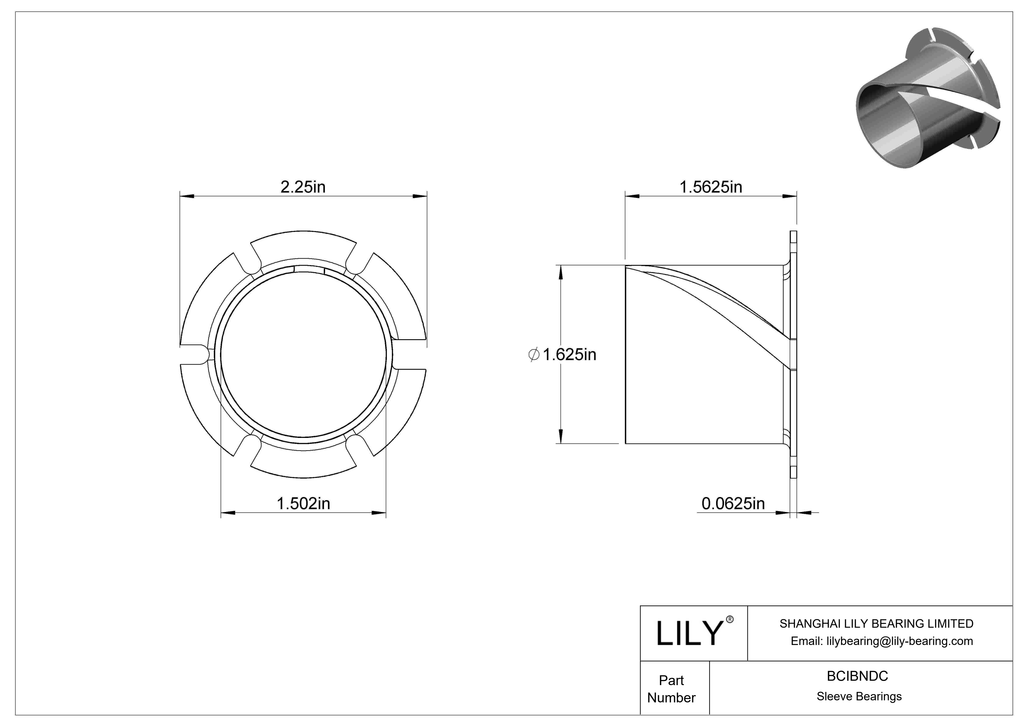 BCIBNDC Casquillos de fricción con brida de funcionamiento en seco y fácil montaje cad drawing