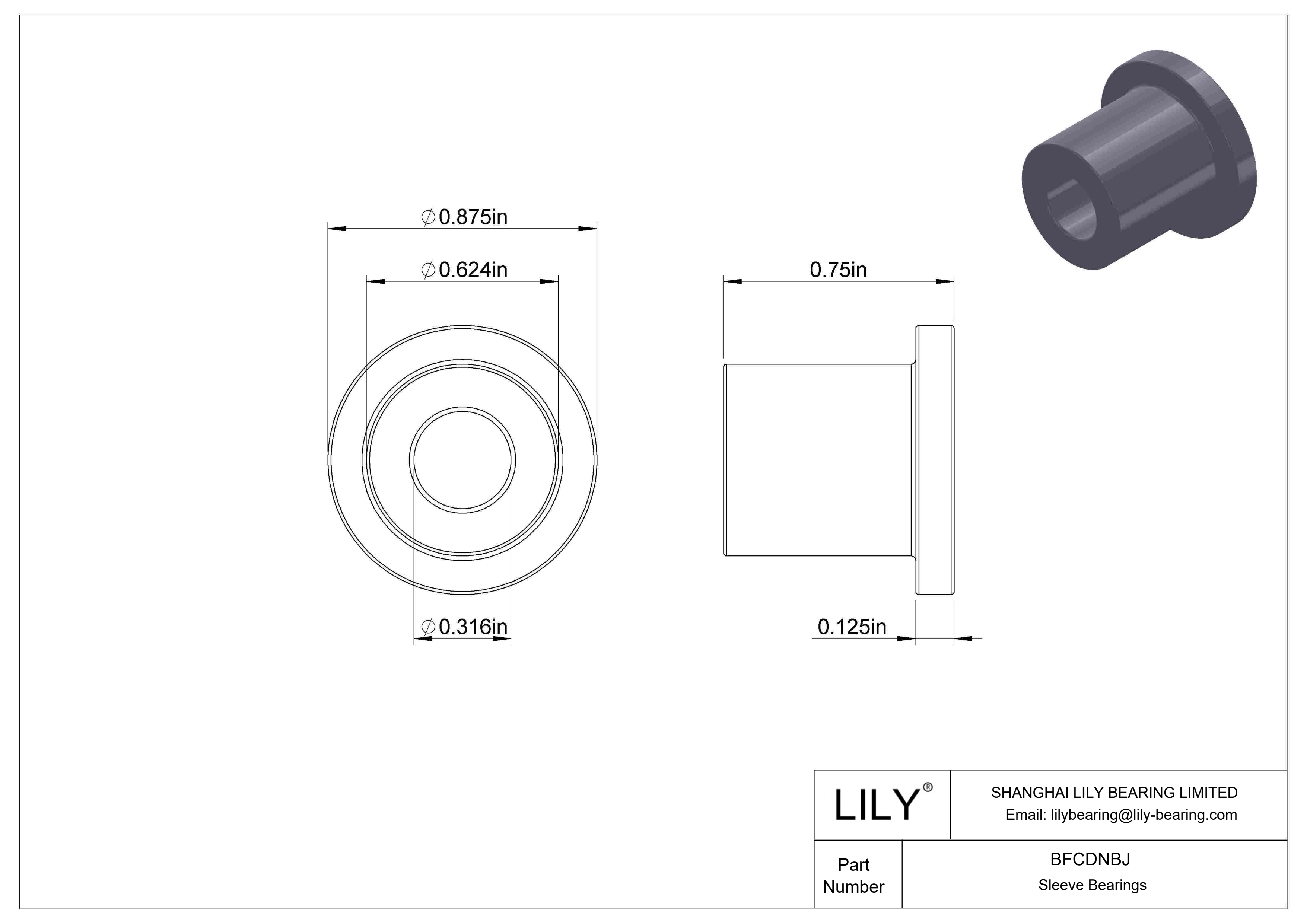 BFCDNBJ Rodamientos de manguito con brida de funcionamiento en seco multiuso cad drawing