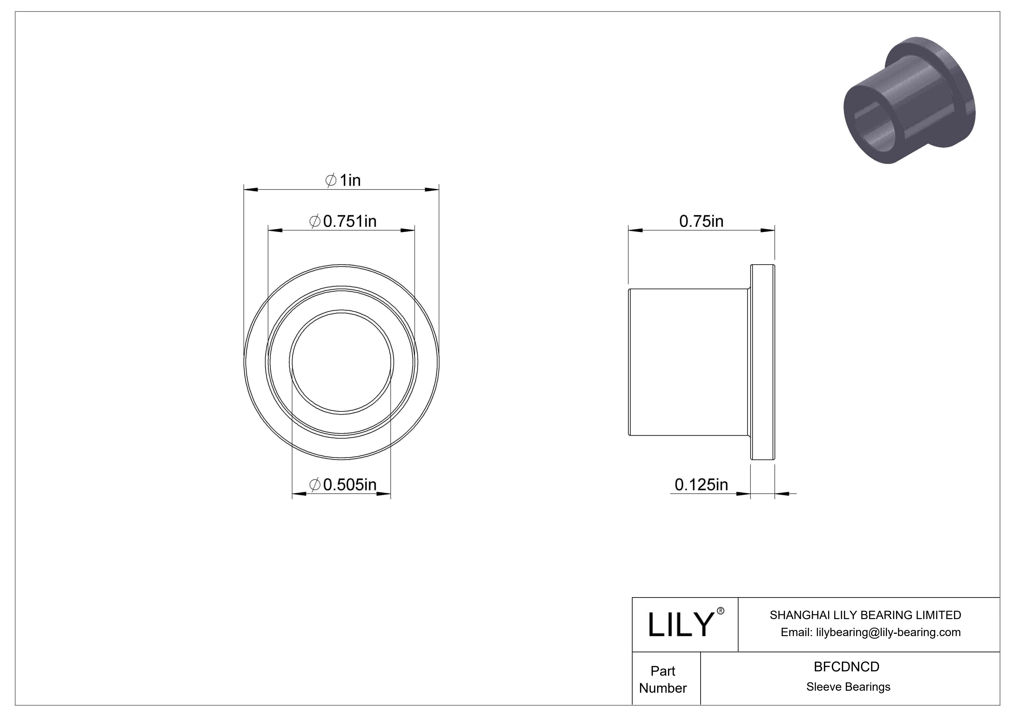 BFCDNCD Rodamientos de manguito con brida de funcionamiento en seco multiuso cad drawing