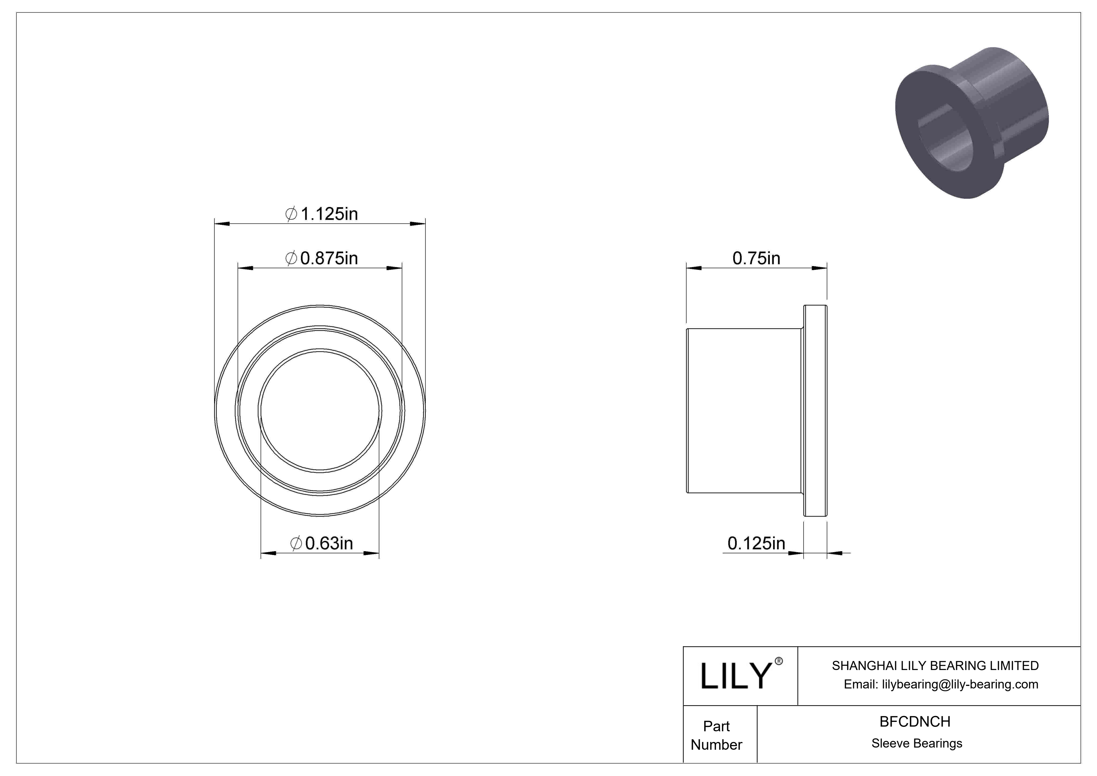 BFCDNCH Rodamientos de manguito con brida de funcionamiento en seco multiuso cad drawing