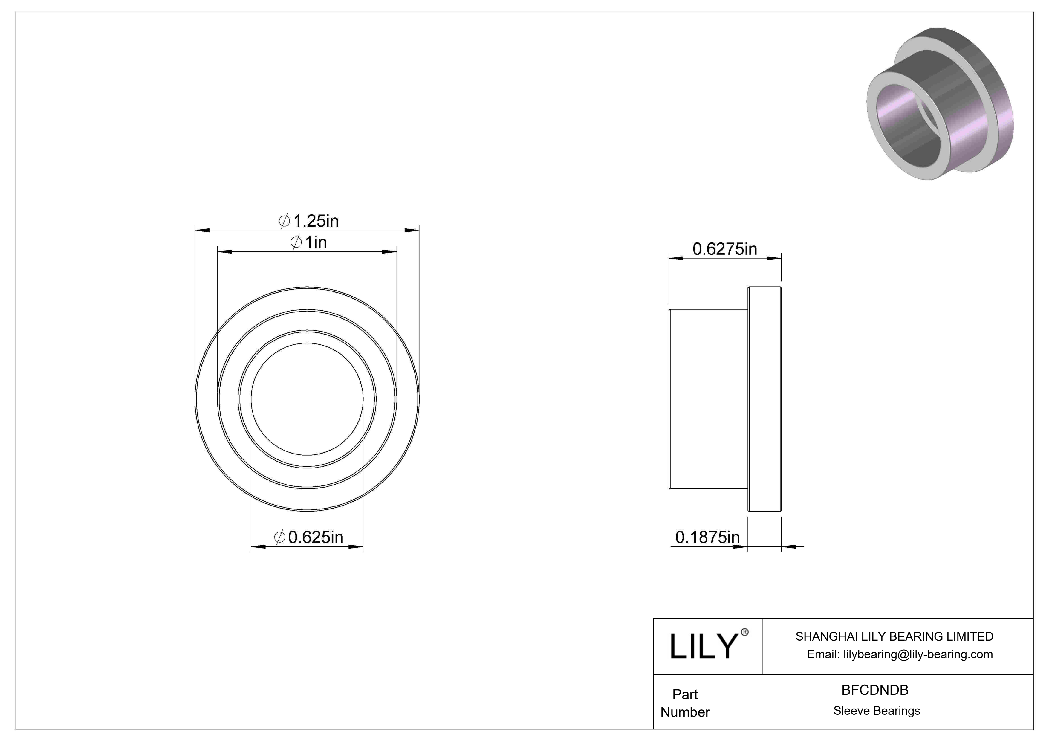 BFCDNDB Rodamientos de manguito con brida de funcionamiento en seco multiuso cad drawing