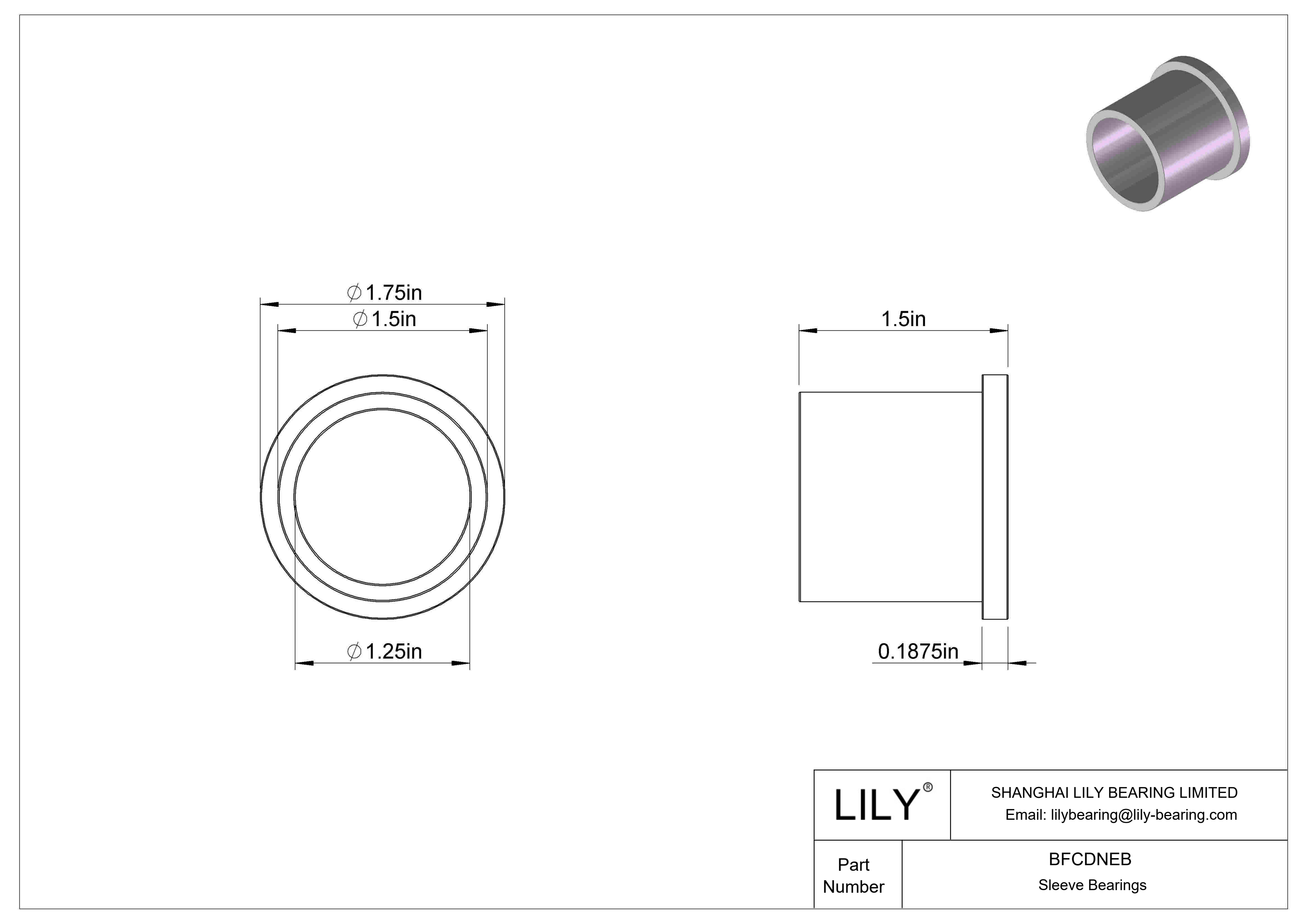 BFCDNEB Rodamientos de manguito con brida de funcionamiento en seco multiuso cad drawing