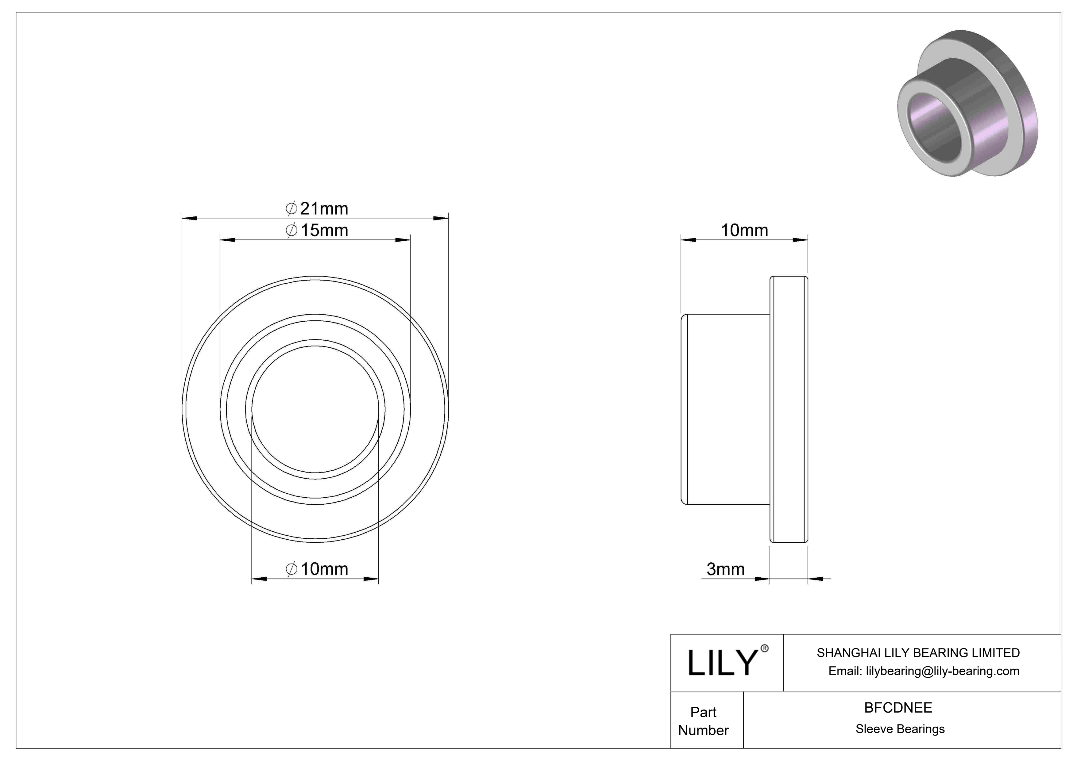 BFCDNEE Rodamientos de manguito con brida de funcionamiento en seco multiuso cad drawing