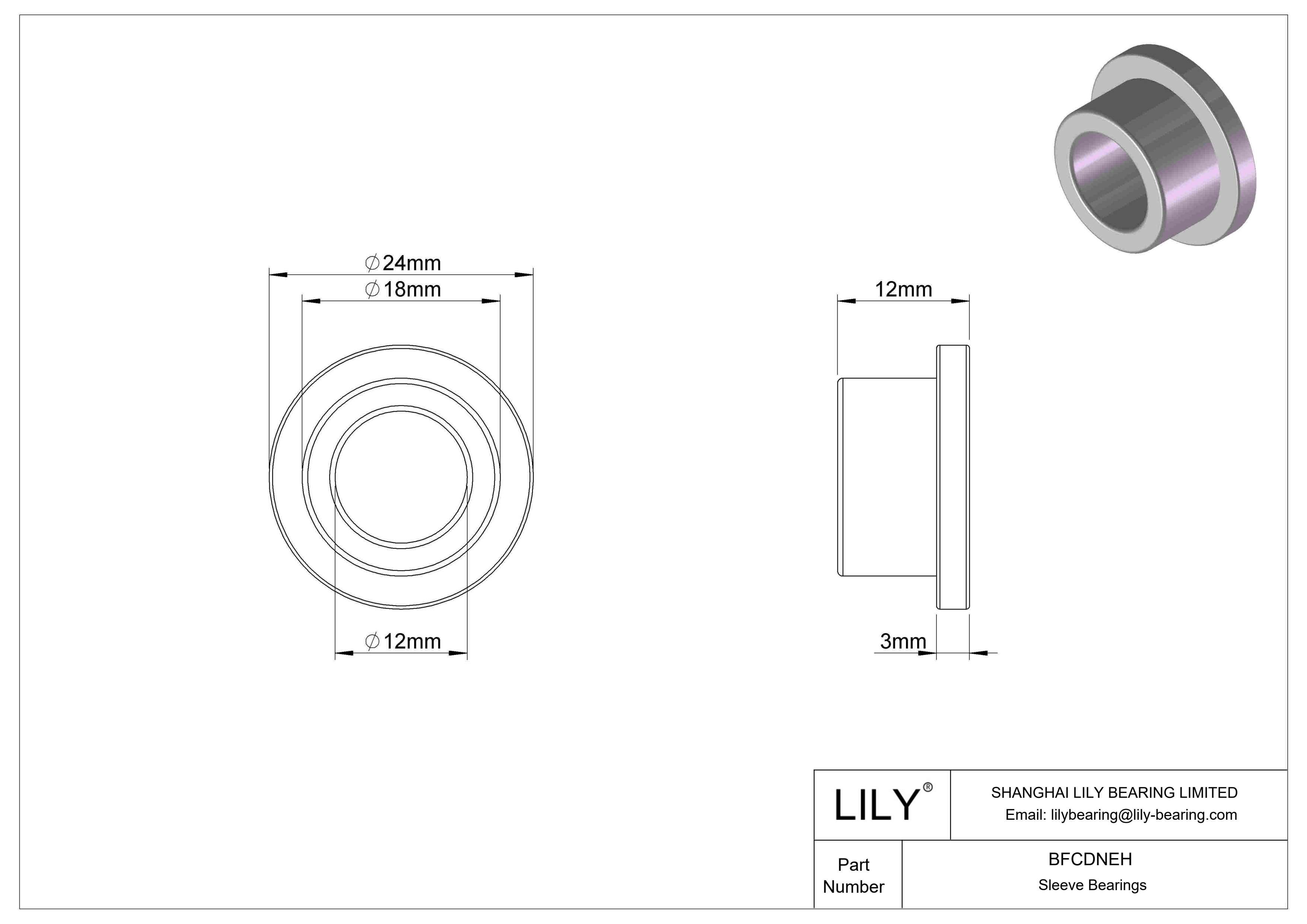 BFCDNEH Rodamientos de manguito con brida de funcionamiento en seco multiuso cad drawing