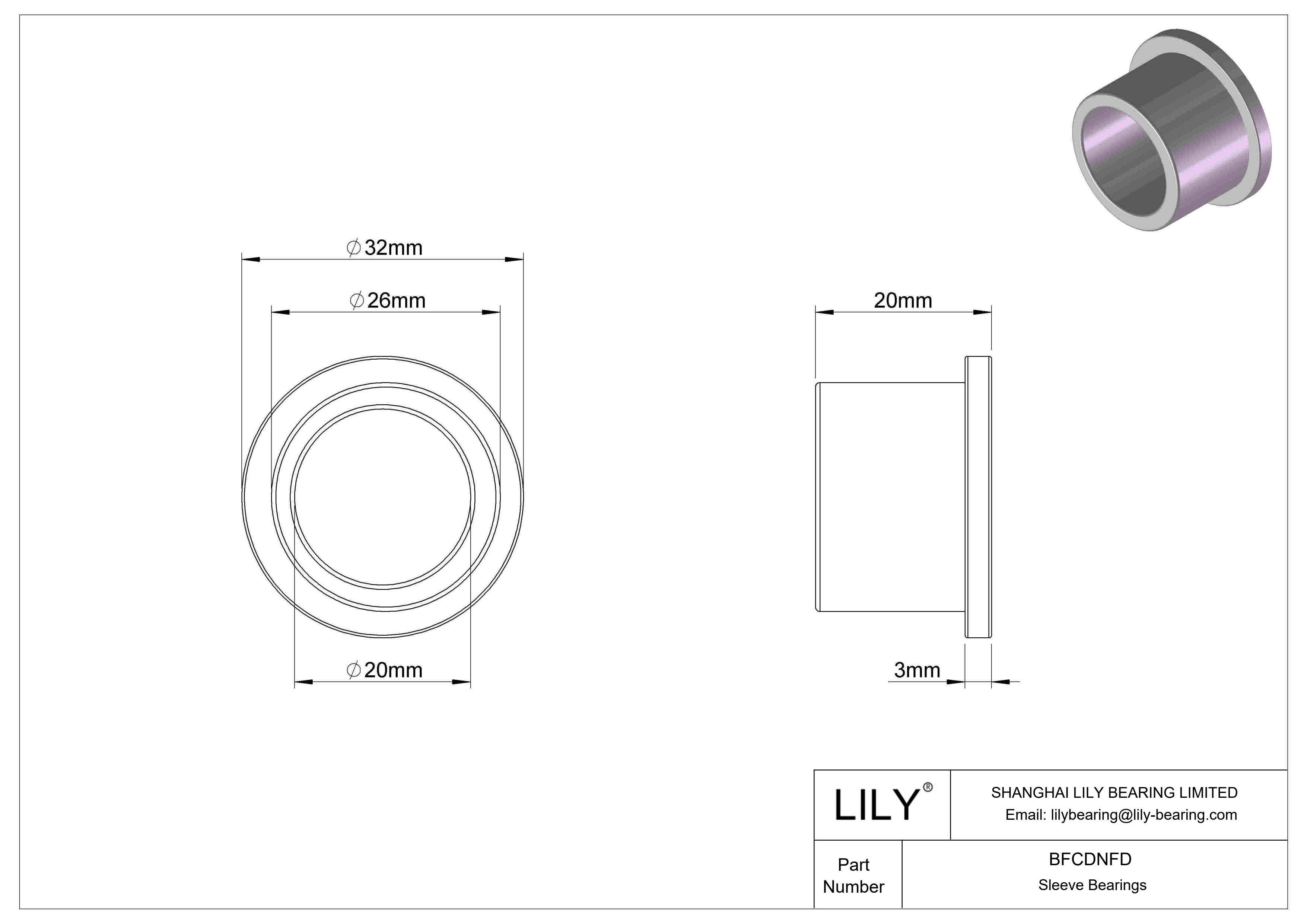 BFCDNFD Rodamientos de manguito con brida de funcionamiento en seco multiuso cad drawing