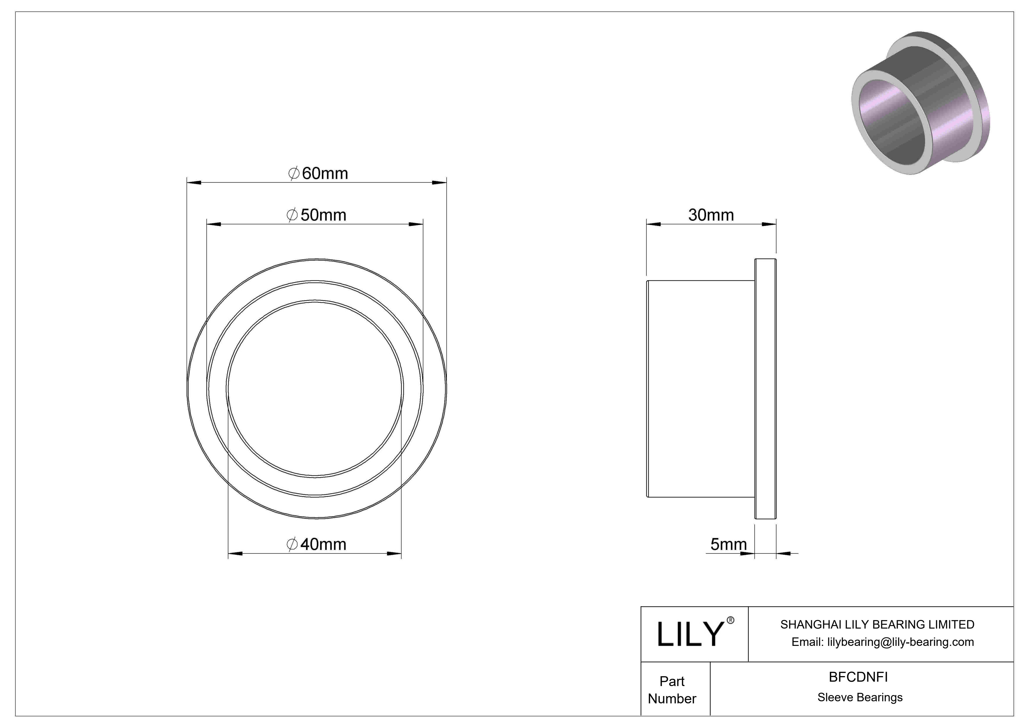 BFCDNFI Rodamientos de manguito con brida de funcionamiento en seco multiuso cad drawing