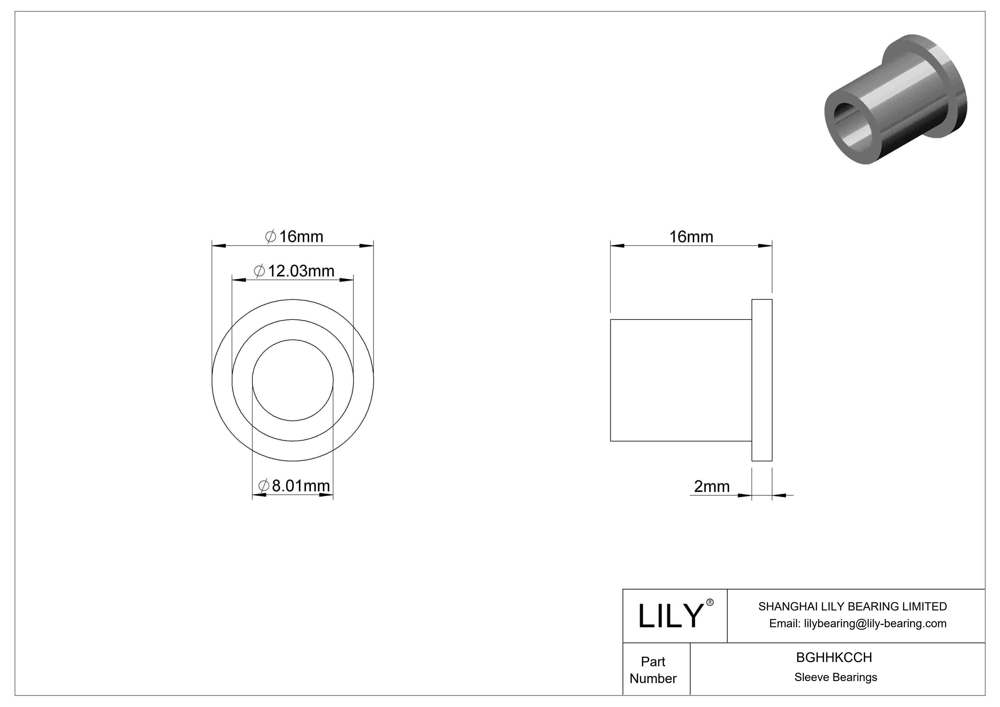 BGHHKCCH Cojinetes de fricción ultrabaja con manguito embridado en aceite cad drawing