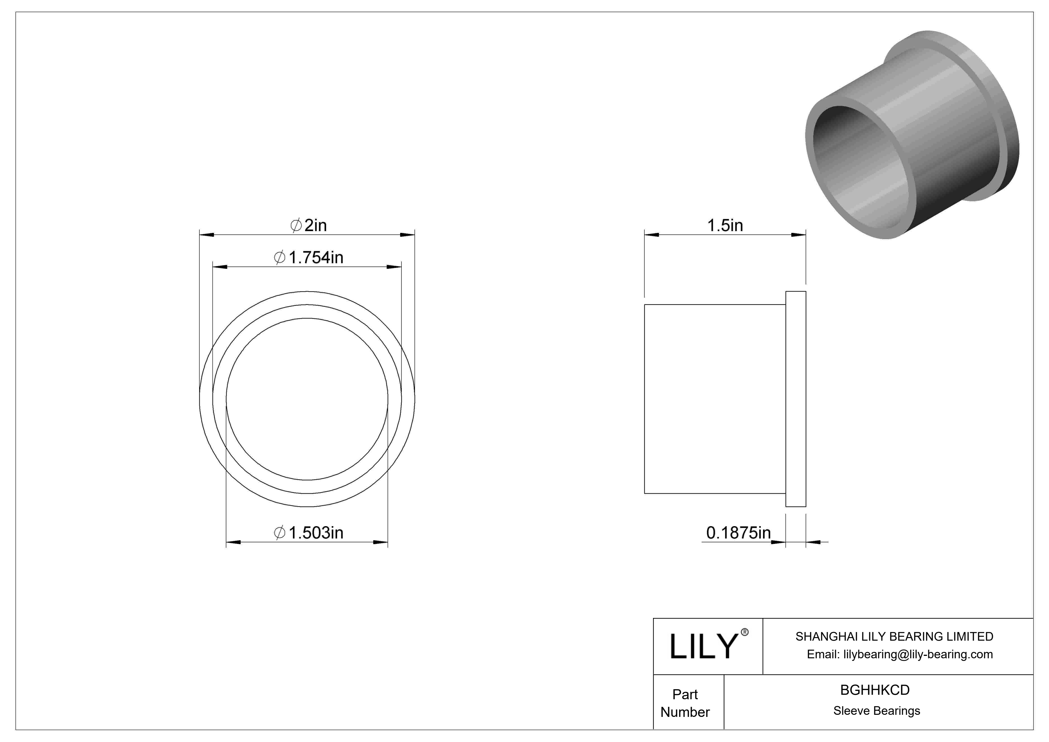 BGHHKCD 超低摩擦油浸法兰滑动轴承 cad drawing