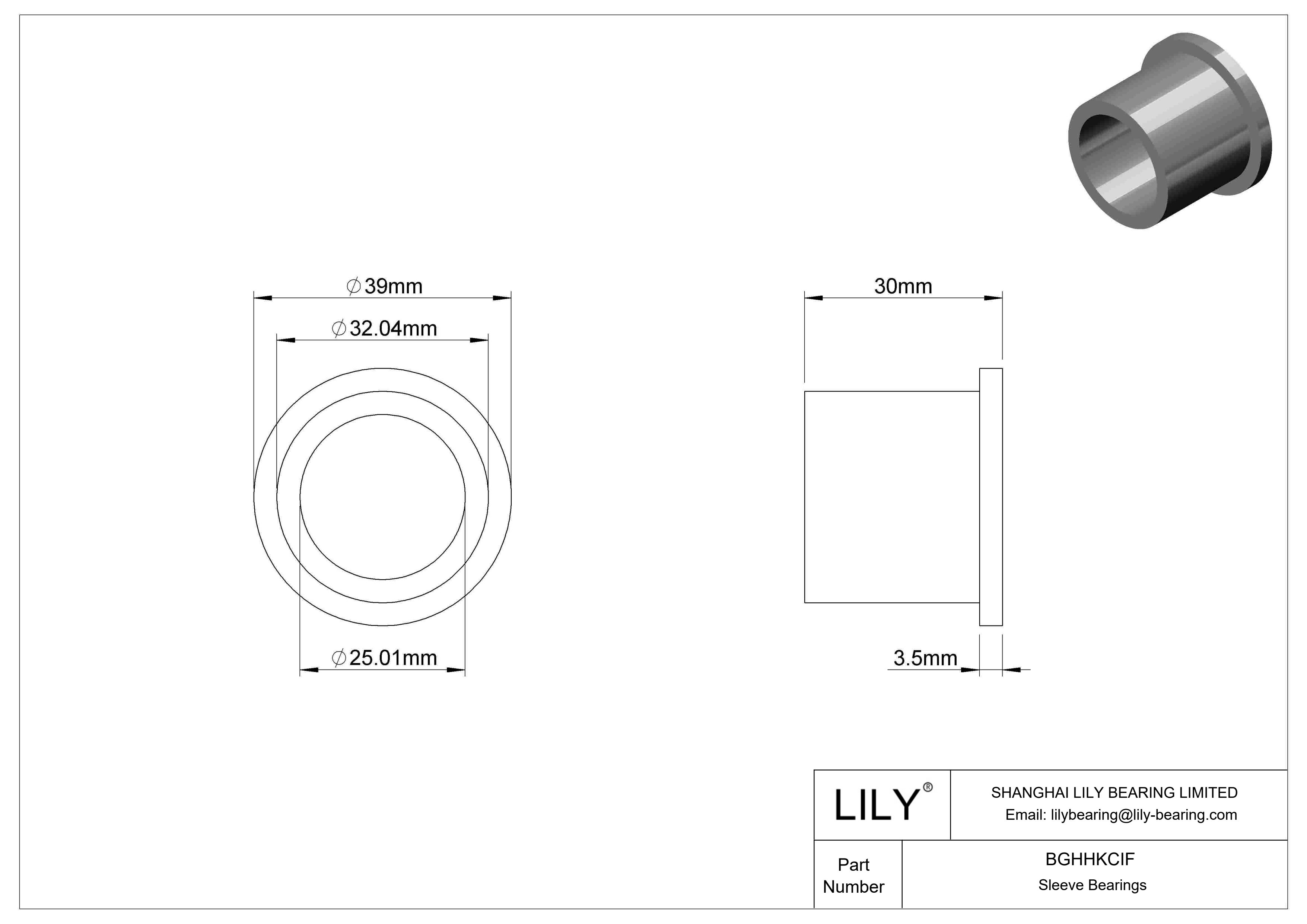 BGHHKCIF 超低摩擦油浸法兰滑动轴承 cad drawing