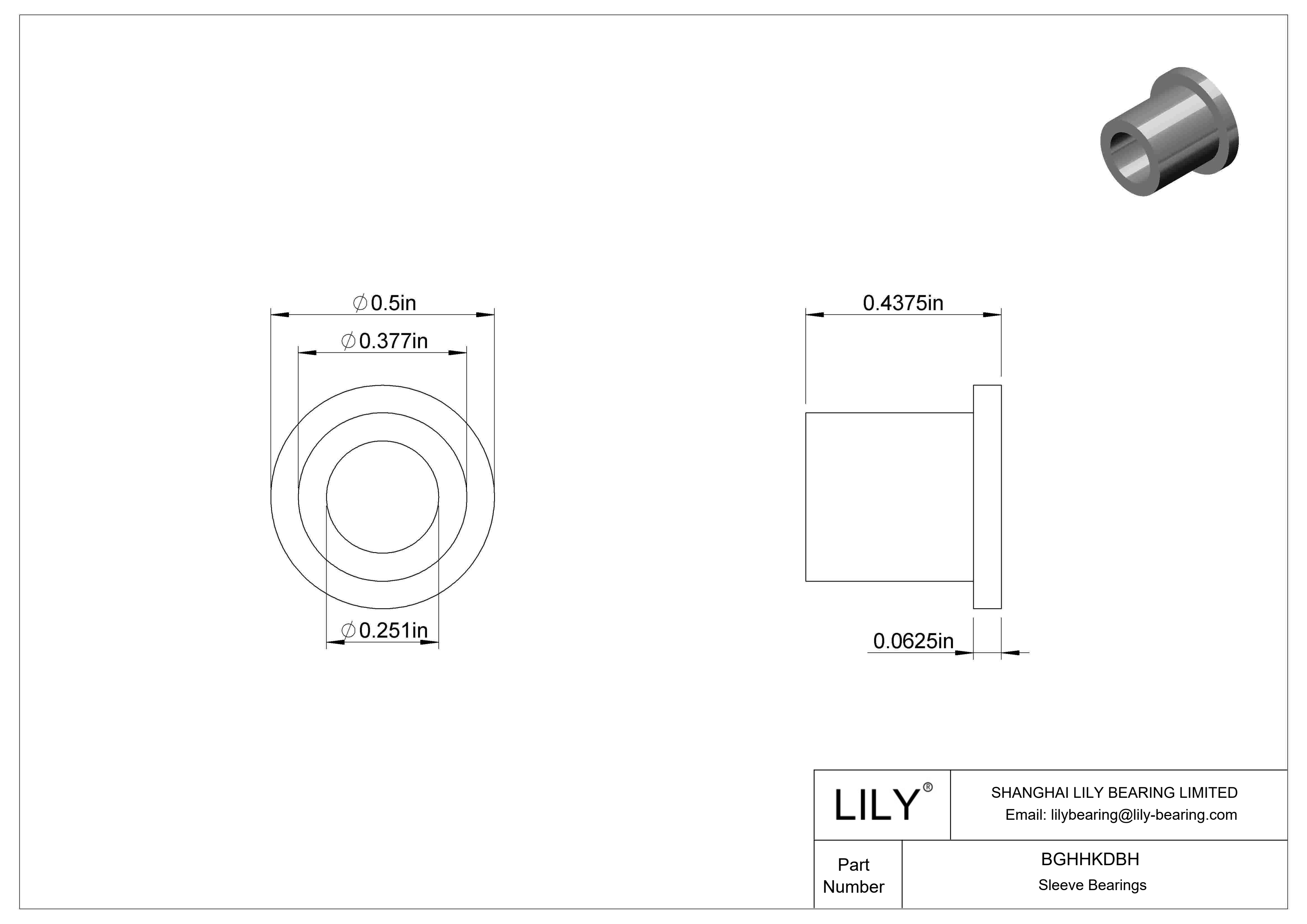 BGHHKDBH Ultra-Low-Friction Oil-Embedded Flanged Sleeve Bearings cad drawing