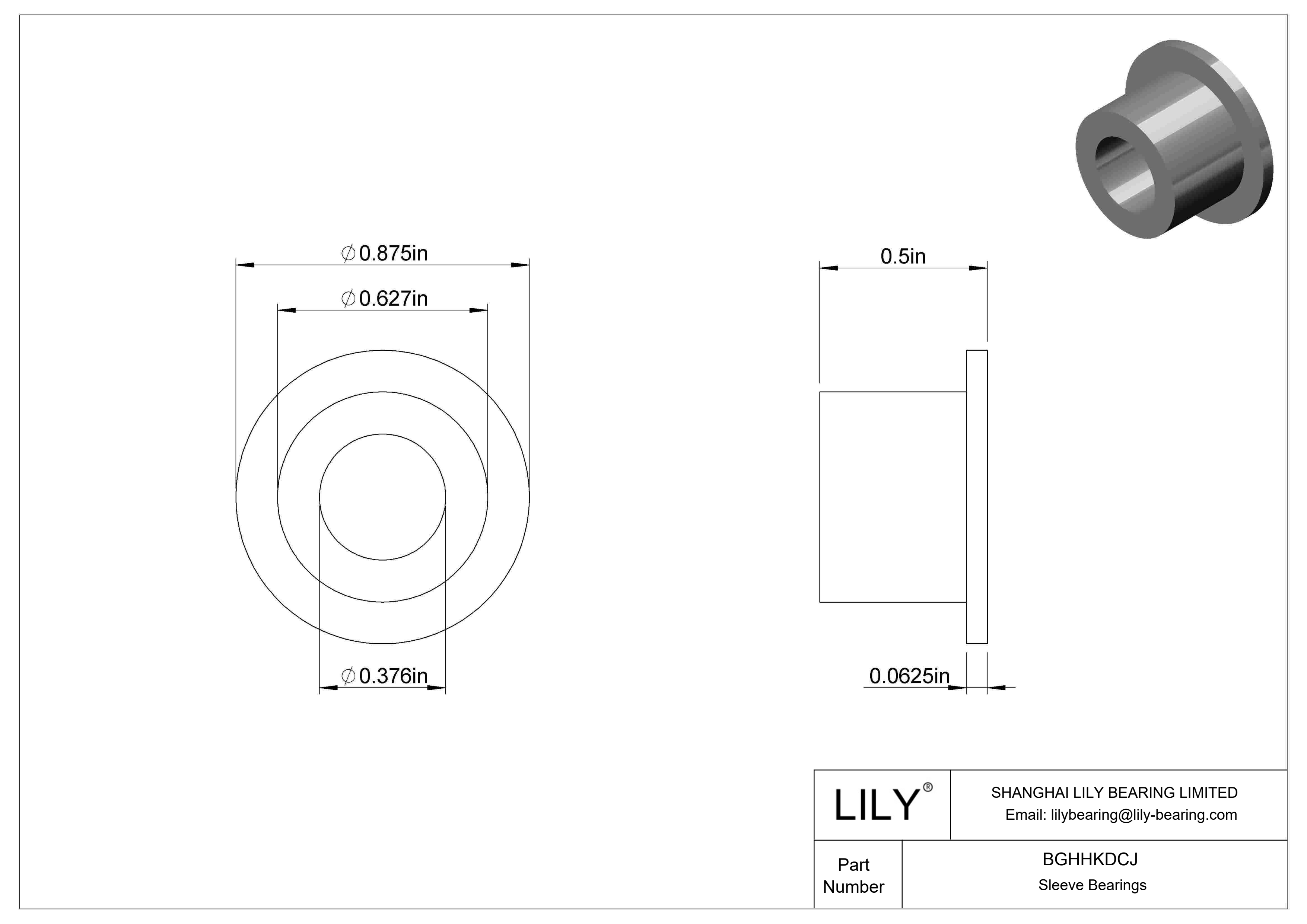 BGHHKDCJ Ultra-Low-Friction Oil-Embedded Flanged Sleeve Bearings cad drawing