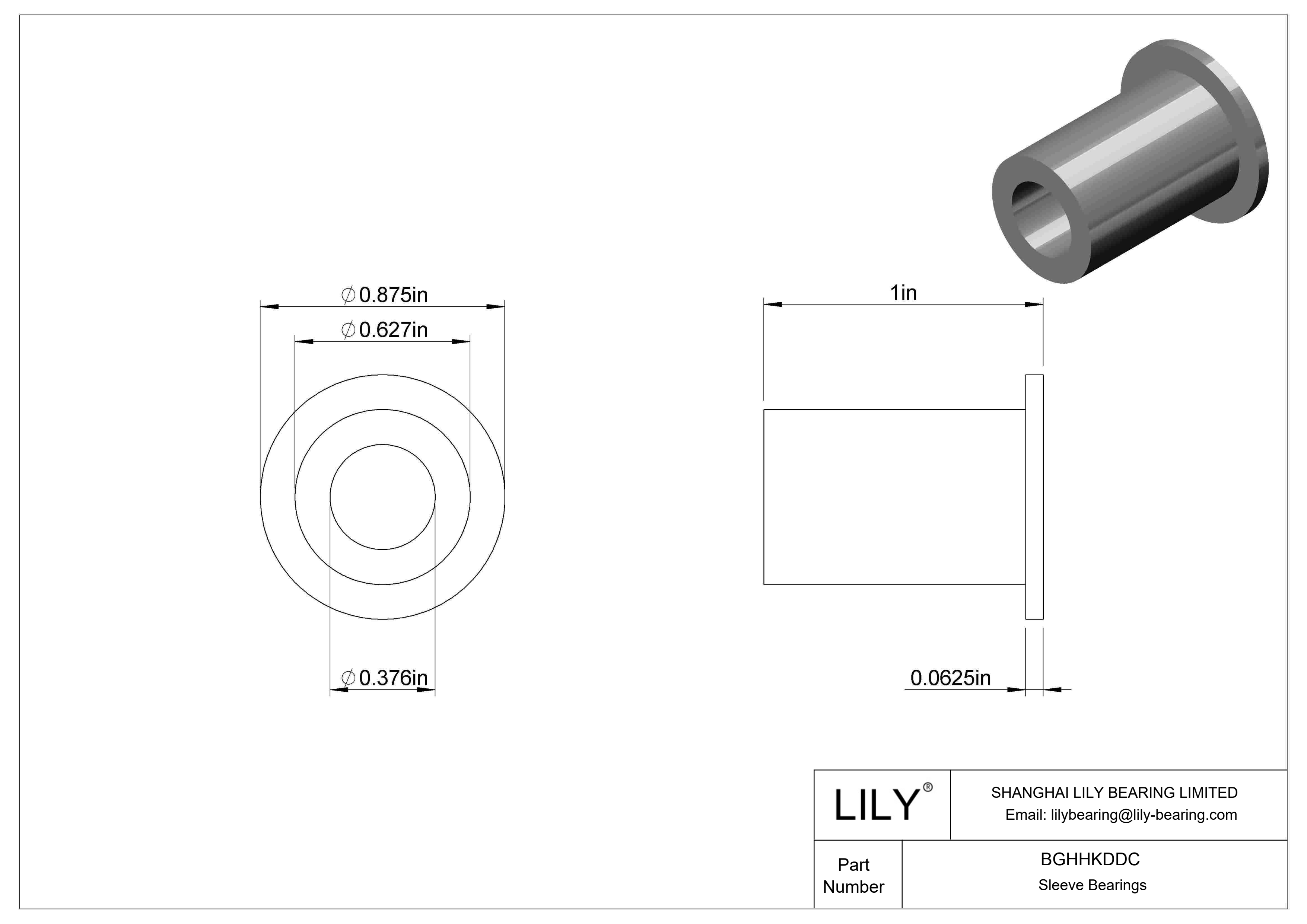 BGHHKDDC Ultra-Low-Friction Oil-Embedded Flanged Sleeve Bearings cad drawing