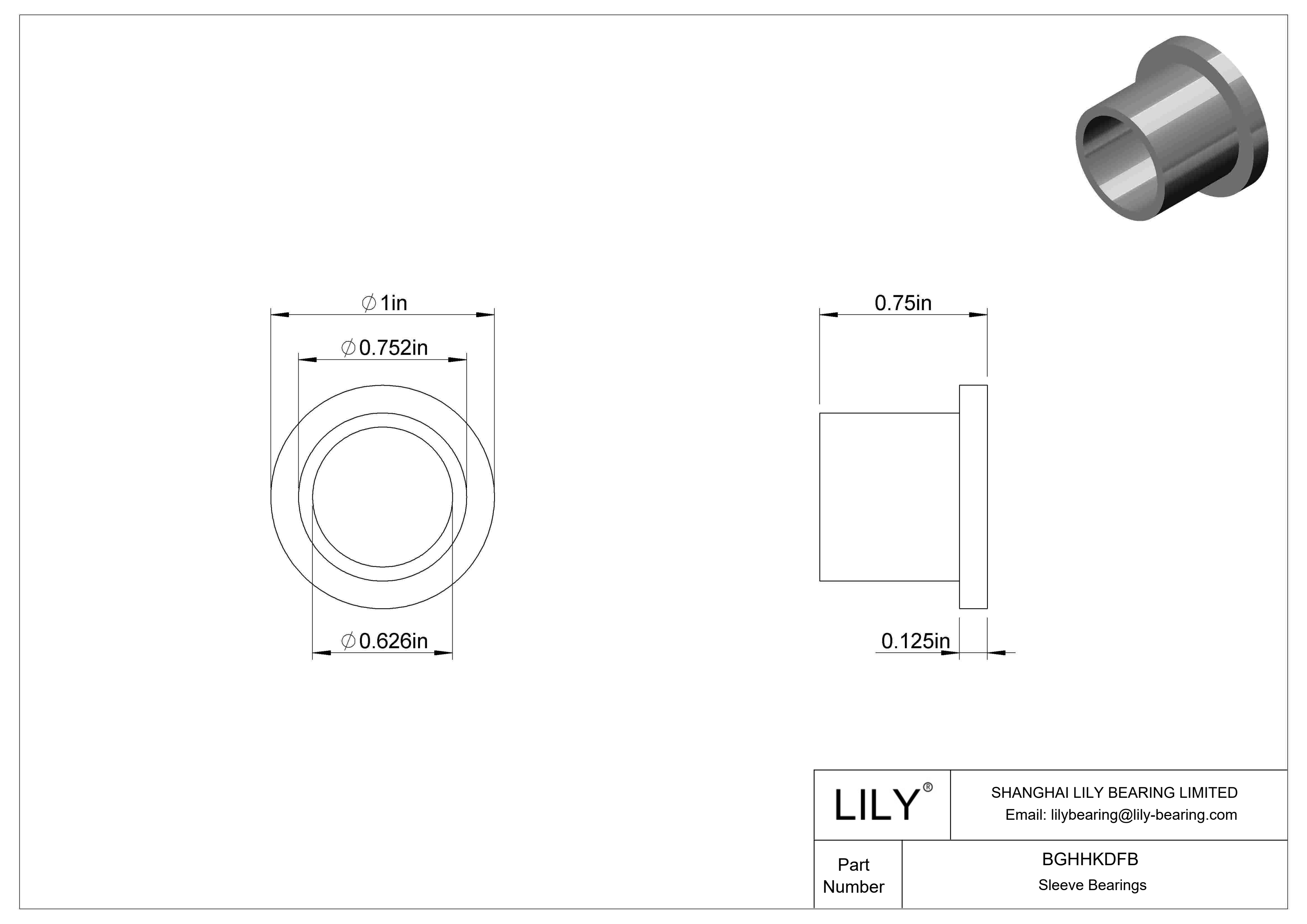 BGHHKDFB Ultra-Low-Friction Oil-Embedded Flanged Sleeve Bearings cad drawing