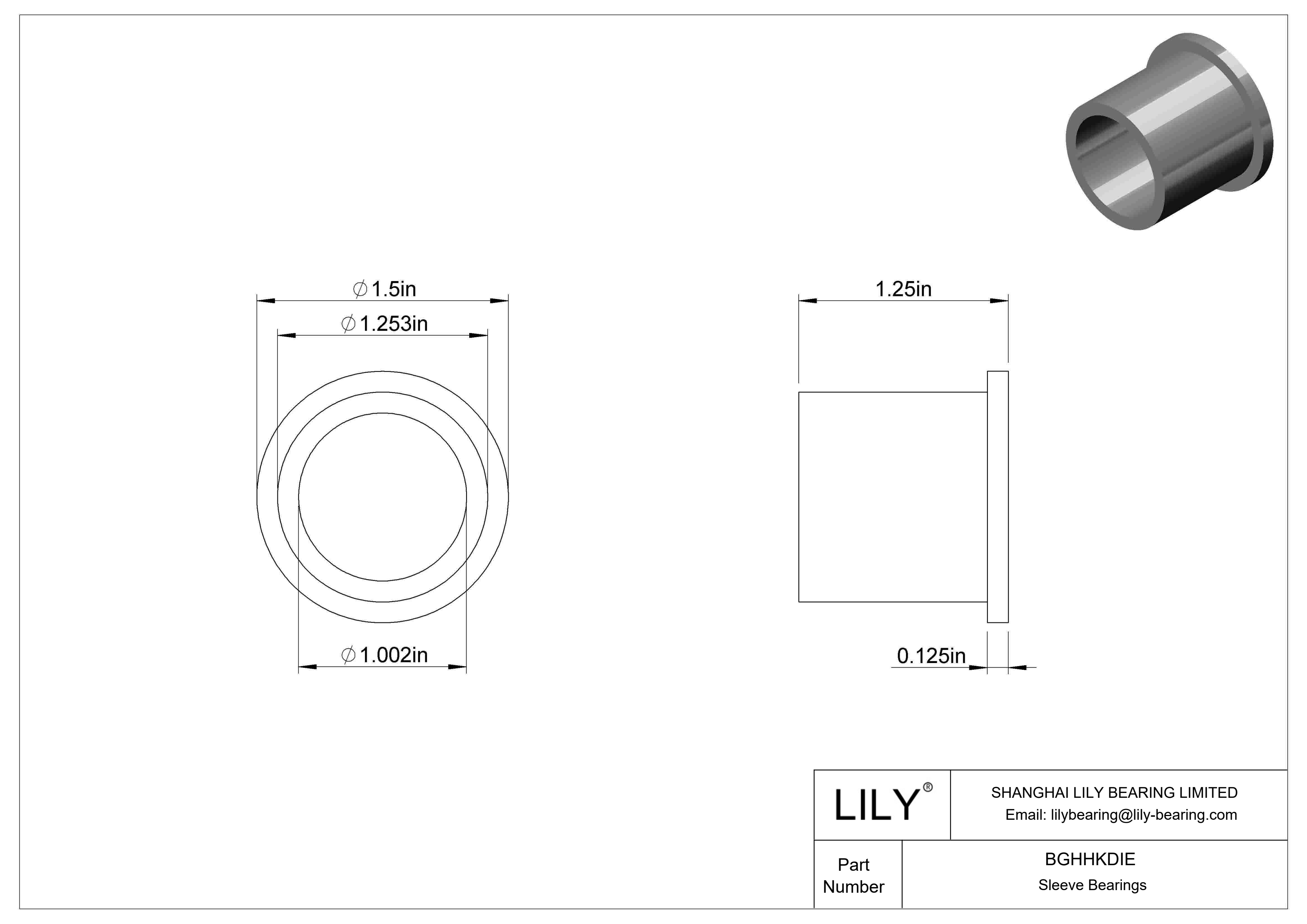 BGHHKDIE Cojinetes de fricción ultrabaja con manguito embridado en aceite cad drawing