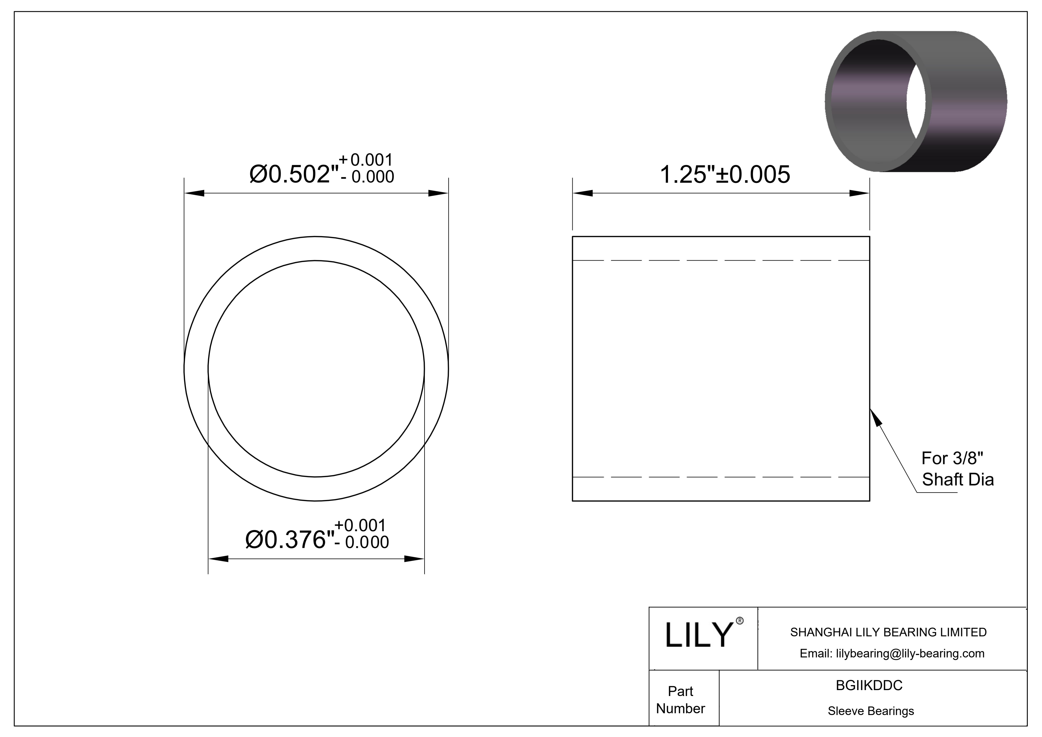 BGIIKDDC Ultra-Low-Friction Oil-Embedded Sleeve Bearings cad drawing