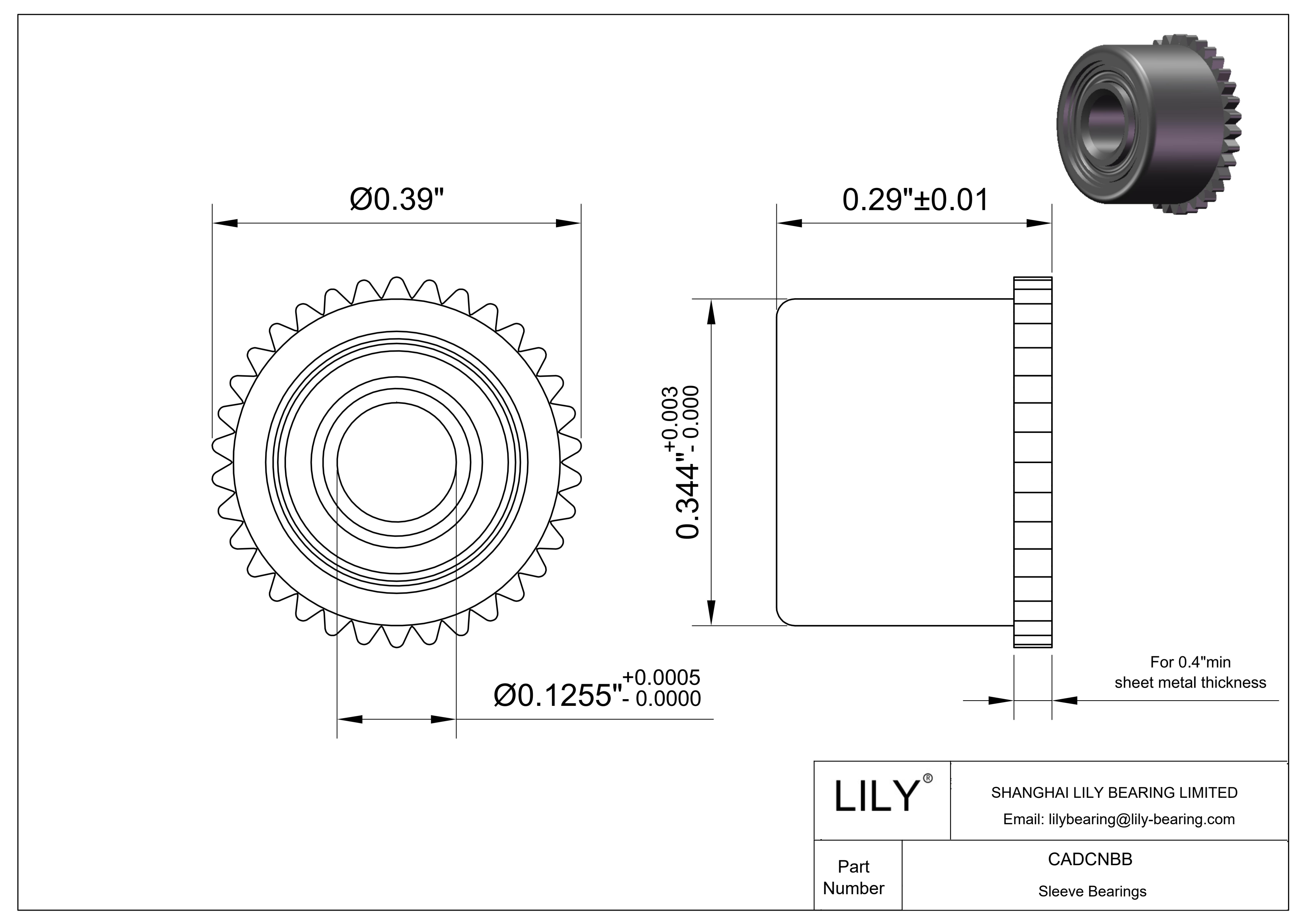 CADCNBB Cojinetes de casquillo engrasados para montaje en panel cad drawing