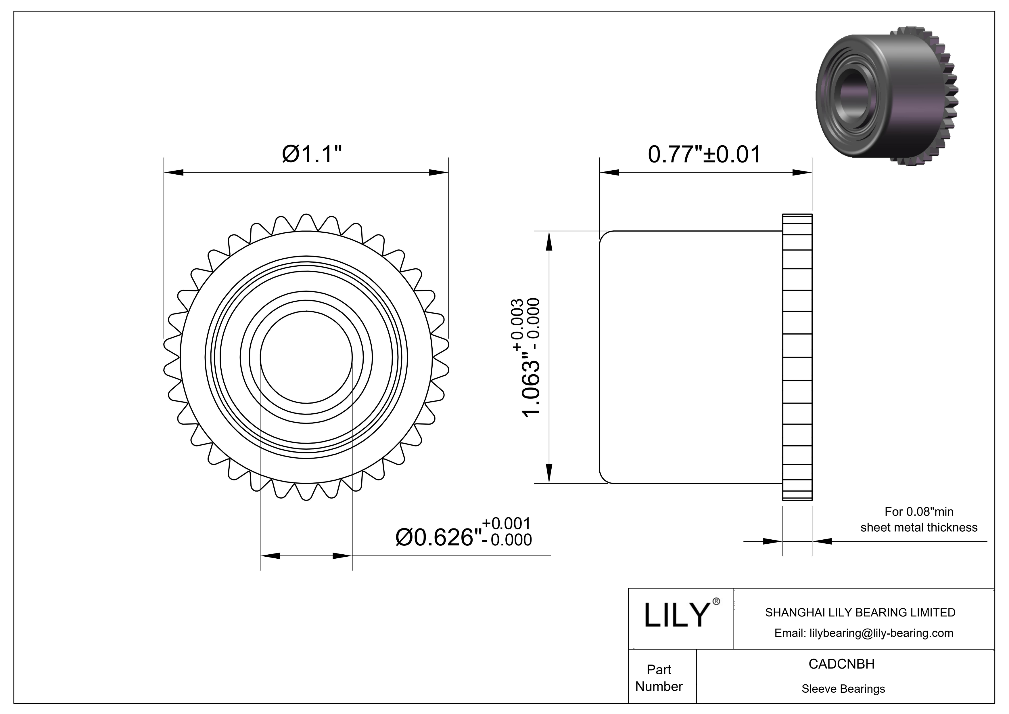 CADCNBH Cojinetes de casquillo engrasados para montaje en panel cad drawing