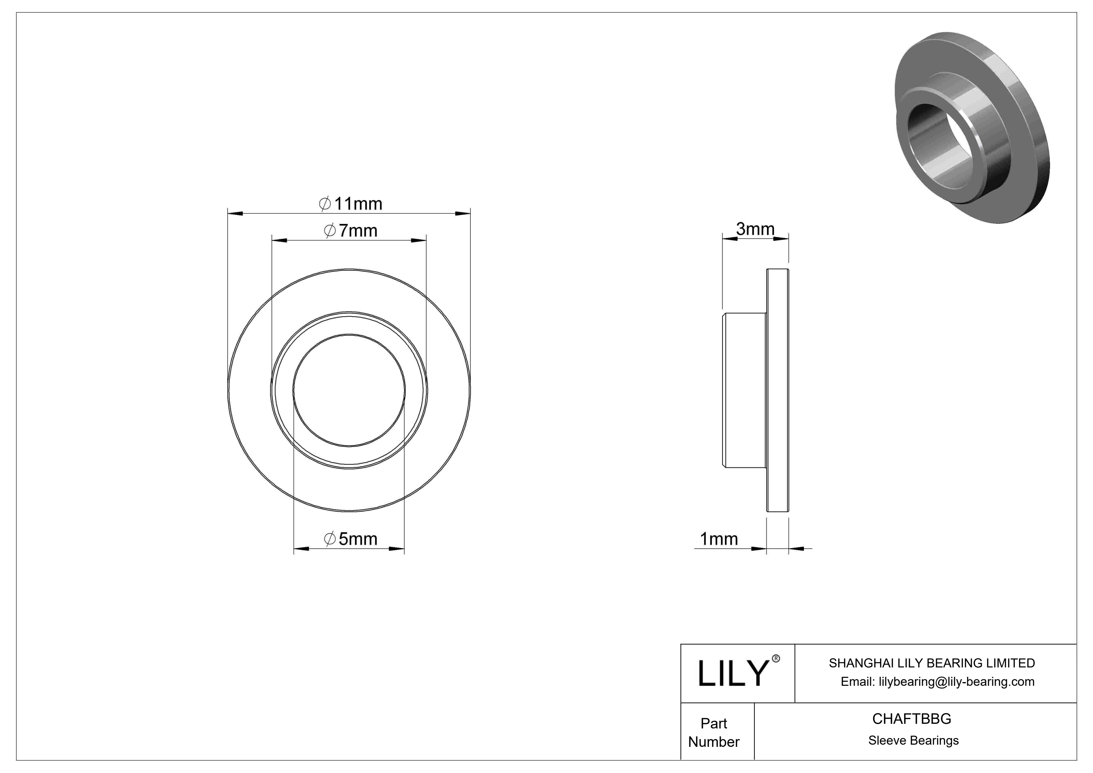 CHAFTBBG Rodamientos de manguito con brida de funcionamiento en seco para cargas ligeras cad drawing