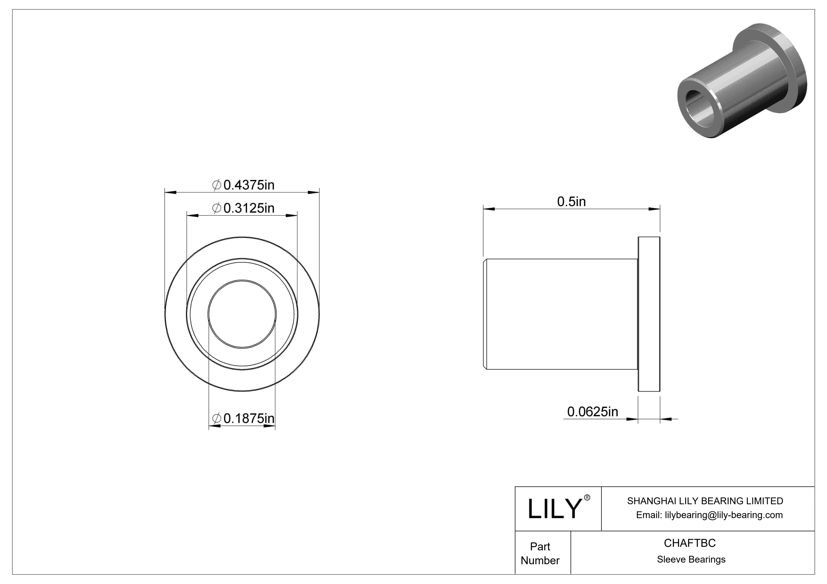 CHAFTBC Rodamientos de manguito con brida de funcionamiento en seco para cargas ligeras cad drawing