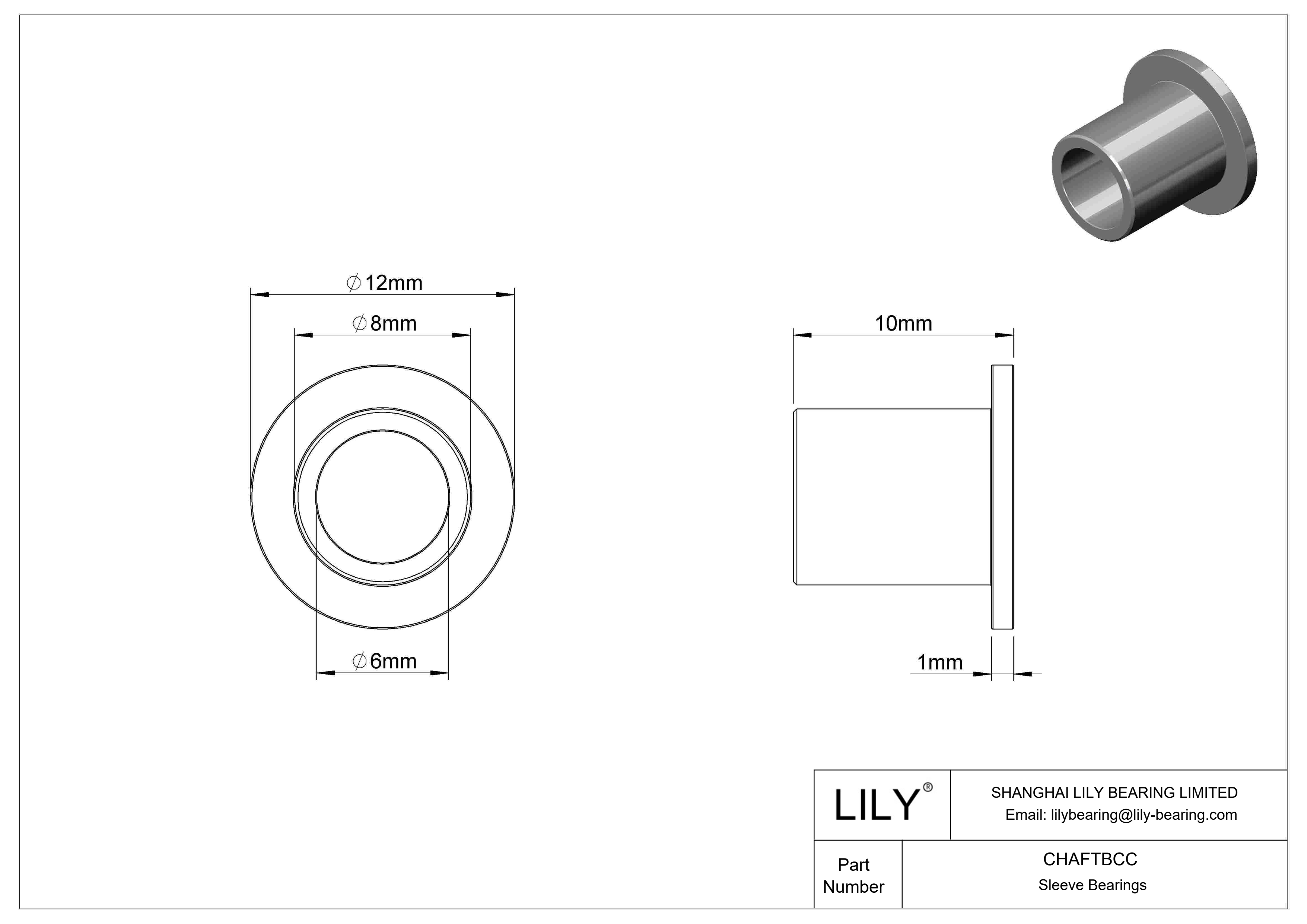 CHAFTBCC Rodamientos de manguito con brida de funcionamiento en seco para cargas ligeras cad drawing