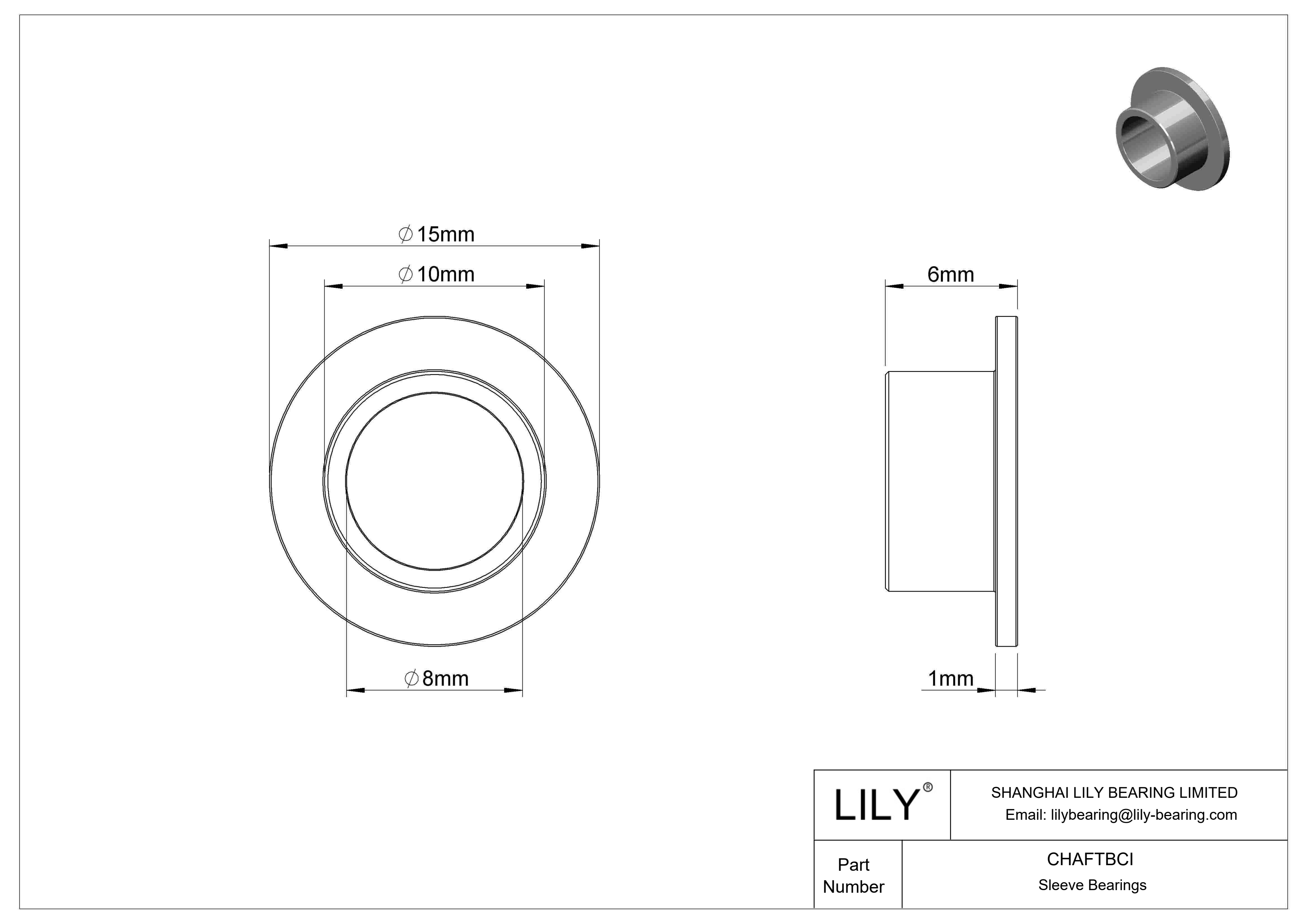 CHAFTBCI Rodamientos de manguito con brida de funcionamiento en seco para cargas ligeras cad drawing