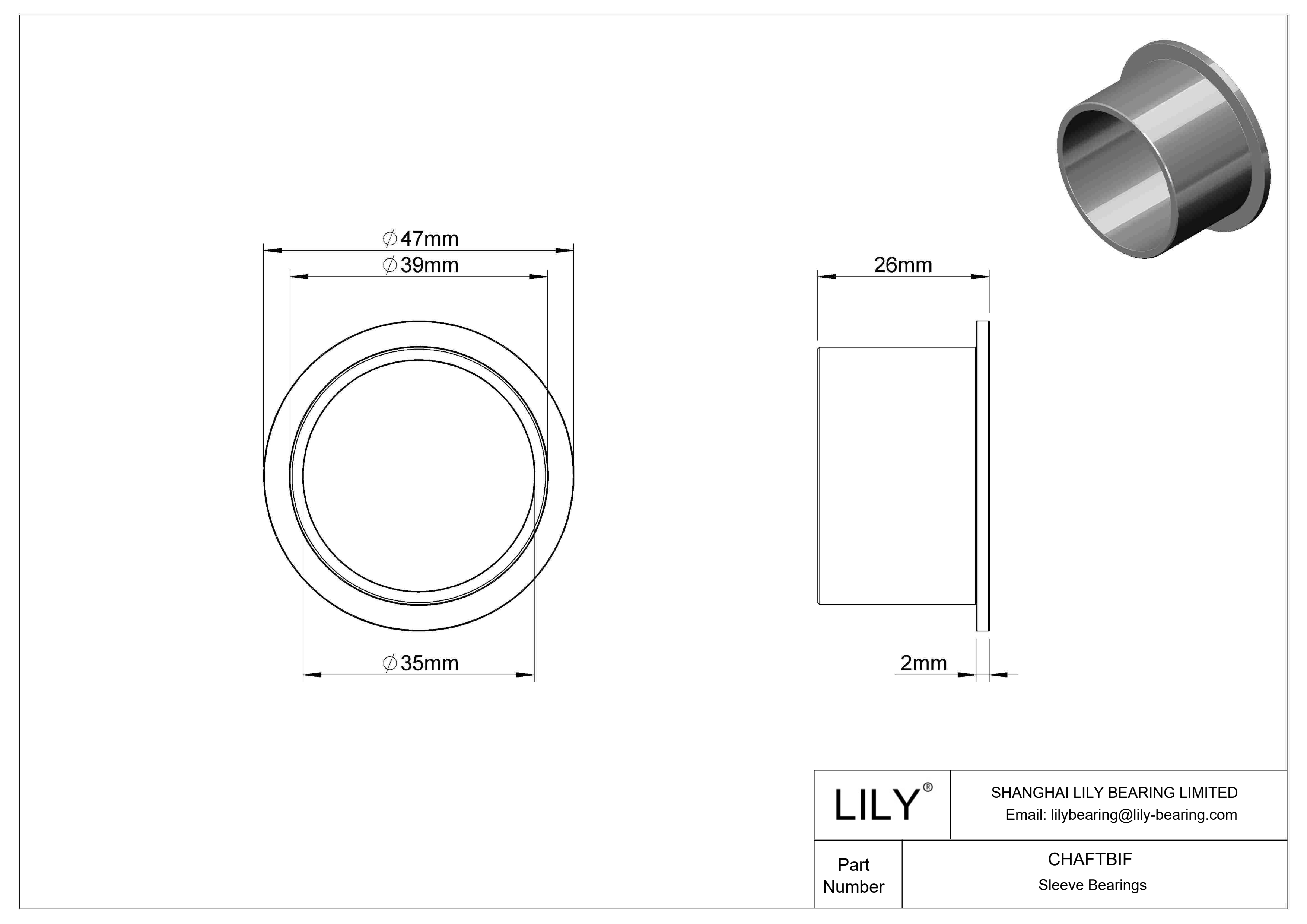 CHAFTBIF Rodamientos de manguito con brida de funcionamiento en seco para cargas ligeras cad drawing