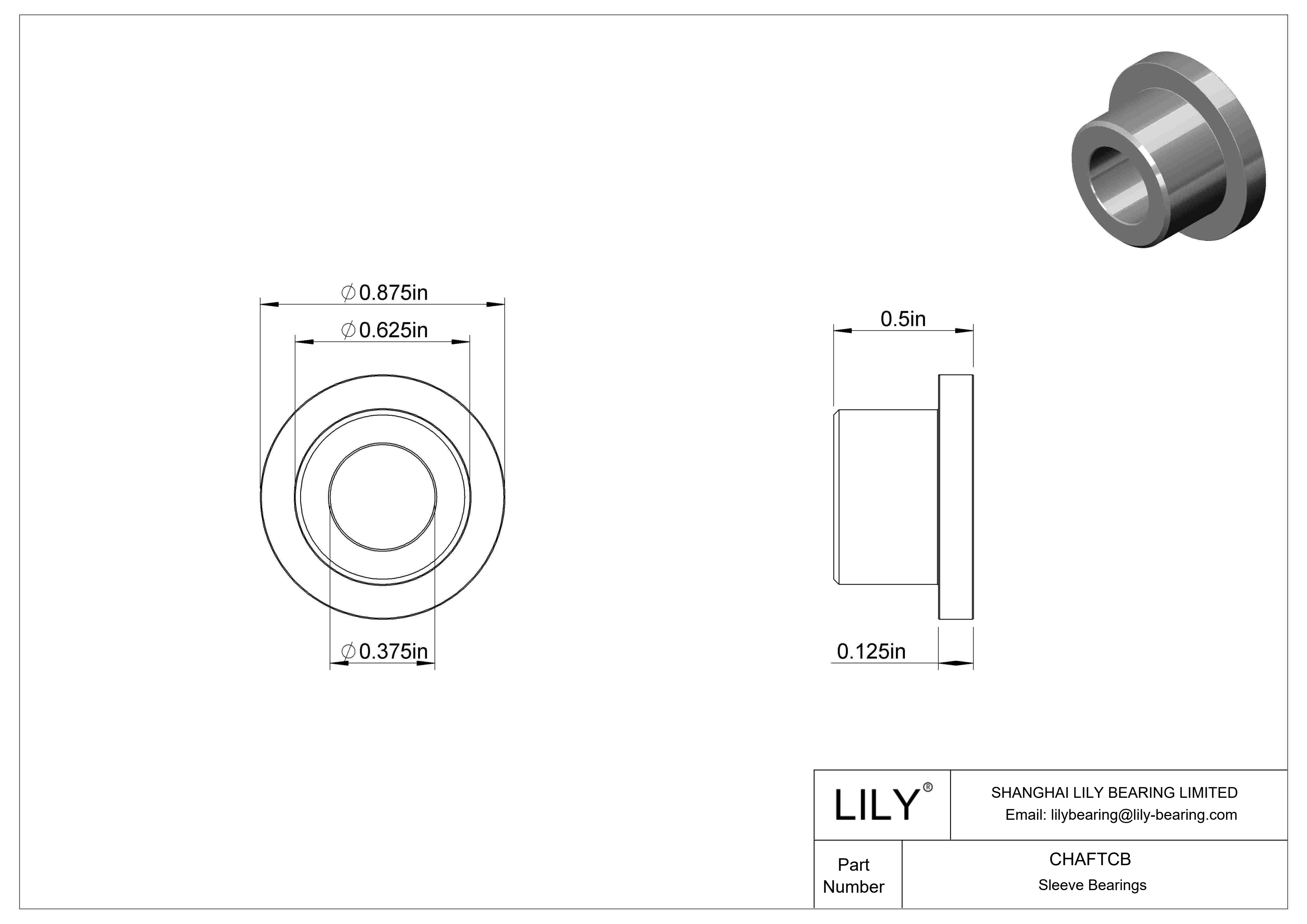 CHAFTCB Rodamientos de manguito con brida de funcionamiento en seco para cargas ligeras cad drawing