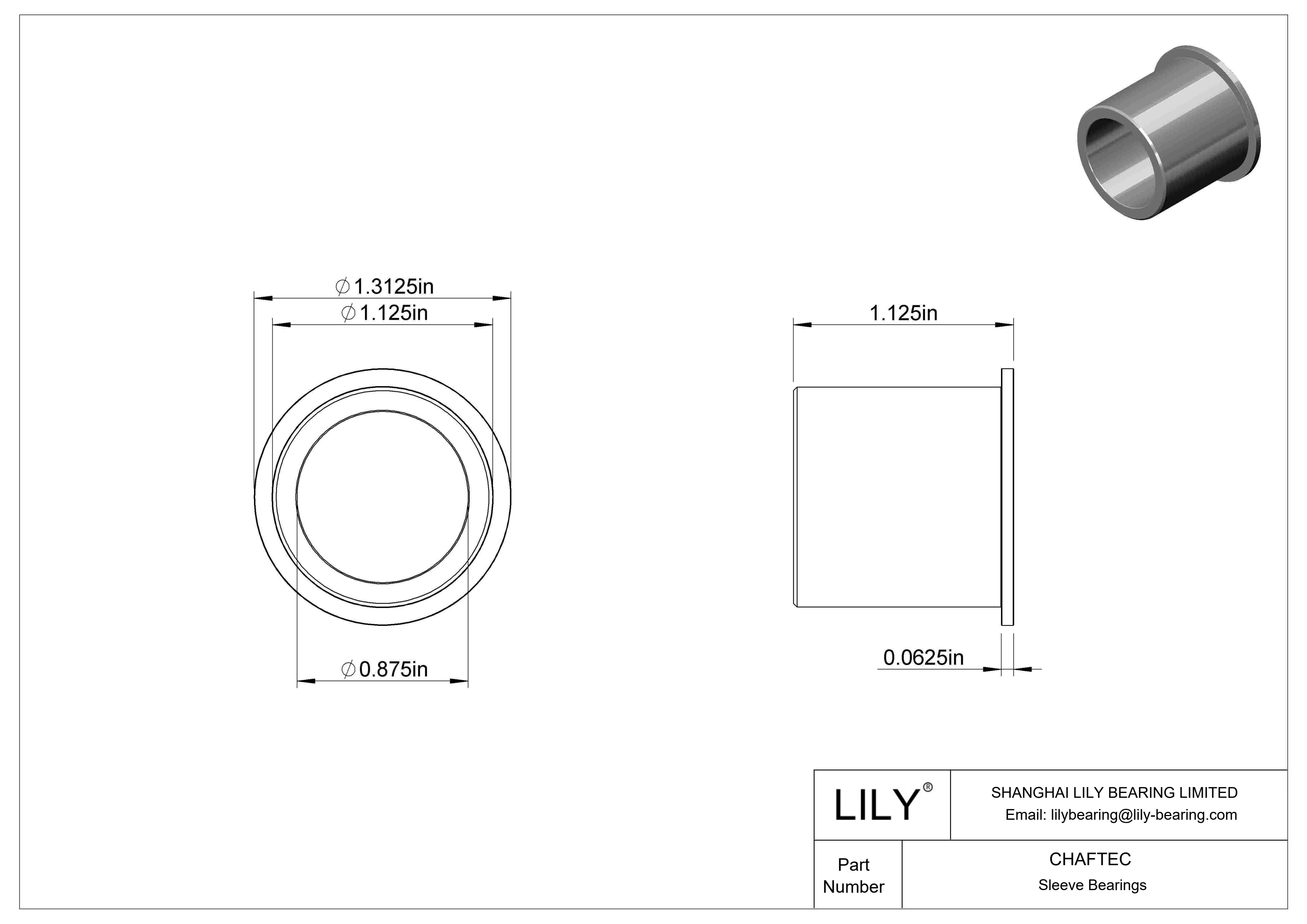 CHAFTEC 轻载干运转法兰滑动轴承 cad drawing