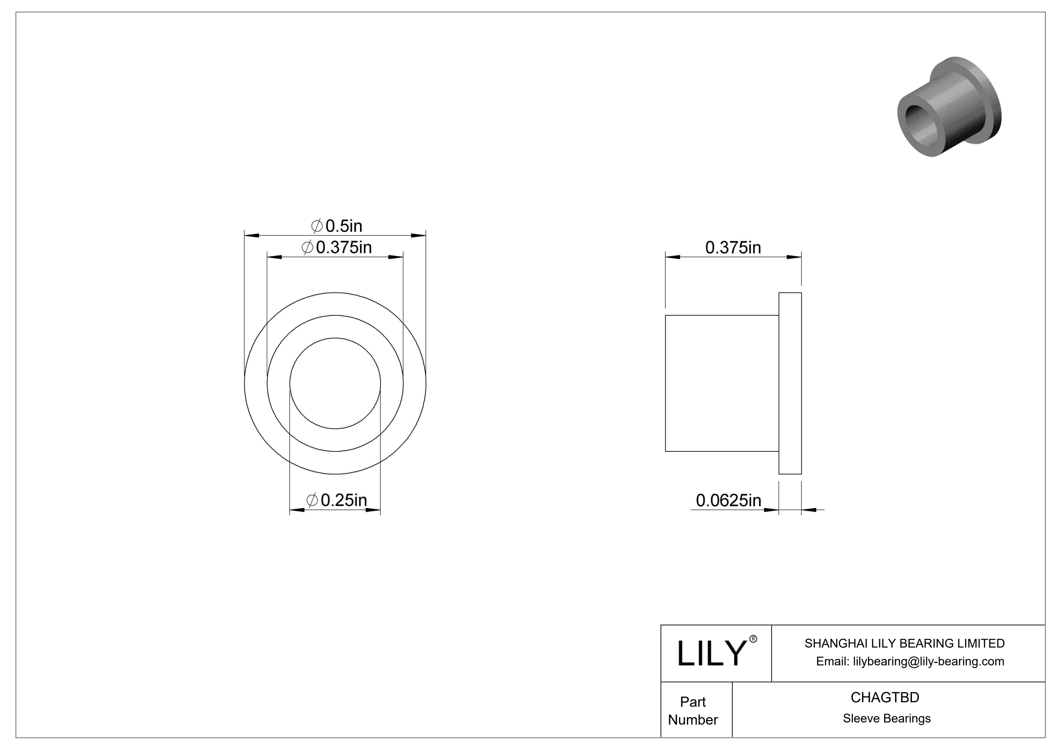 CHAGTBD 超低摩擦干运转法兰滑动轴承 cad drawing